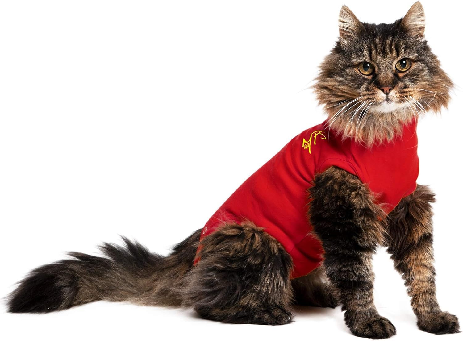 MPS Medical Pet Shirt Cat, Surgery Recovery Suit, Red, XX-Small