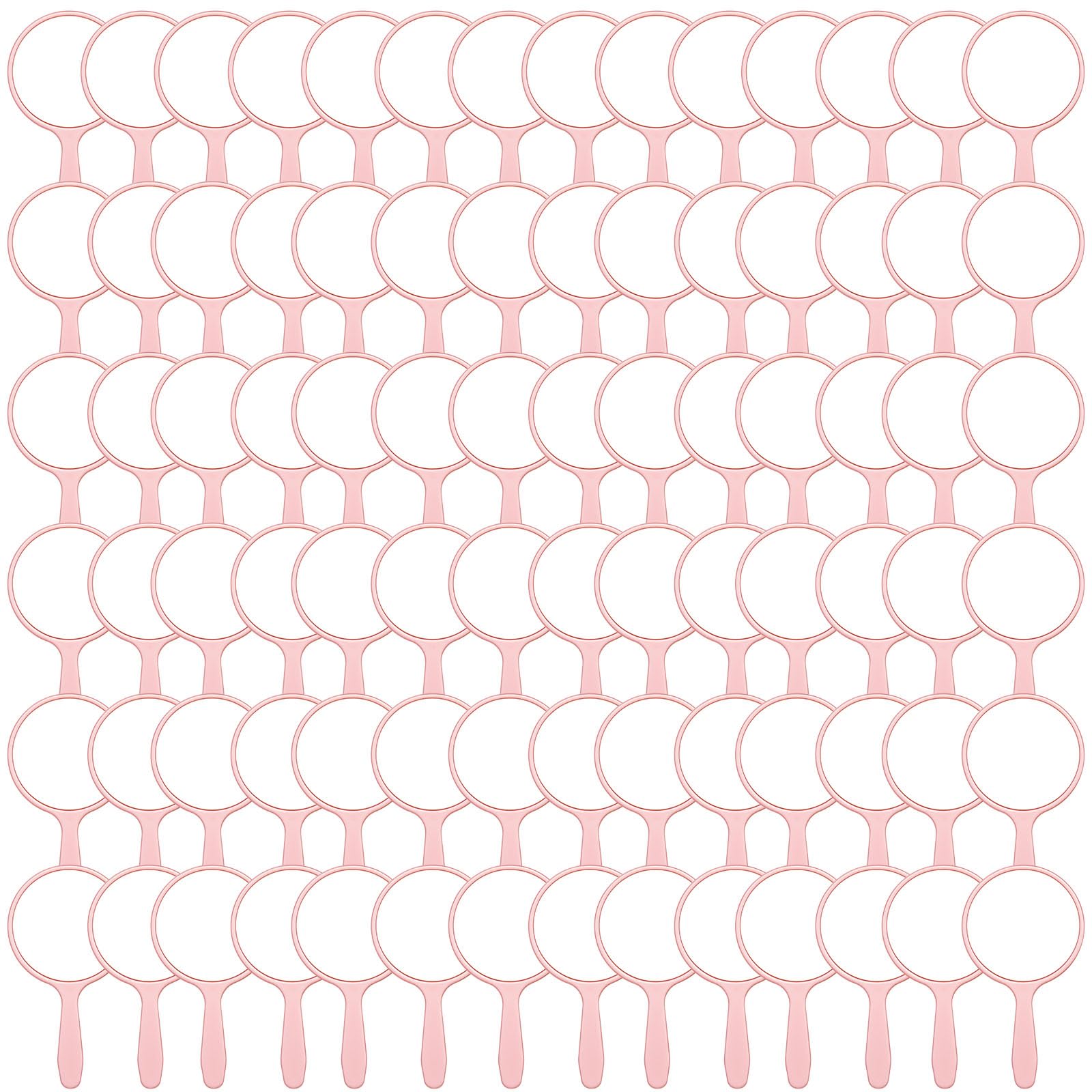 Vinsot 150 Pcs Handheld Mirror Bulk Small Hand Compact Mirrors with Handle Plastic Travel Makeup Portable 3.94 x 2.16 Inch for Birthday Dress up Wedding Practice Pronunciation (Pink)
