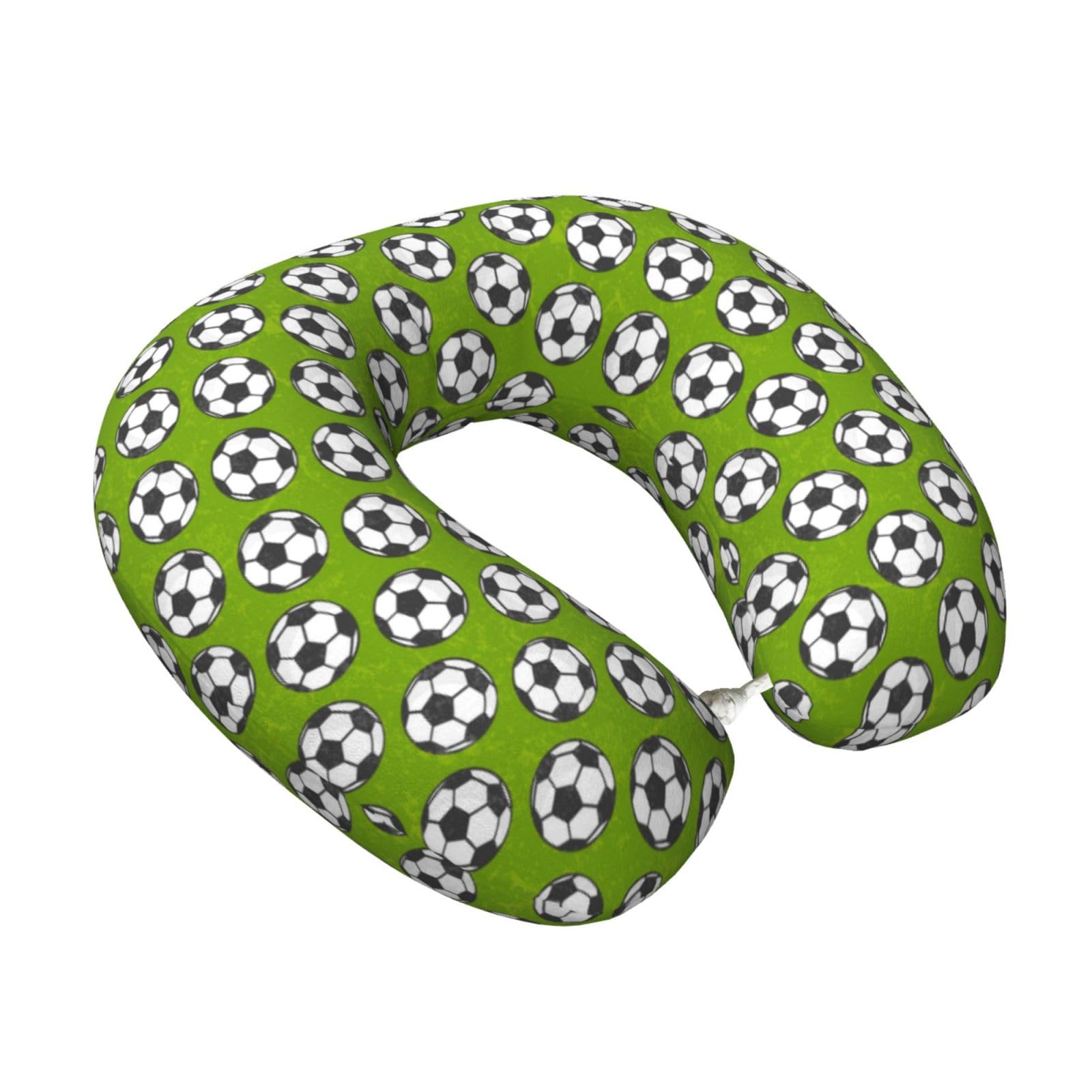 LKYMOH Soccer Green, Travel Neck Pillow U-Shaped Memory Neck Support Soft Comfortable With Washable Cover For Airplane Car Traveling and Office
