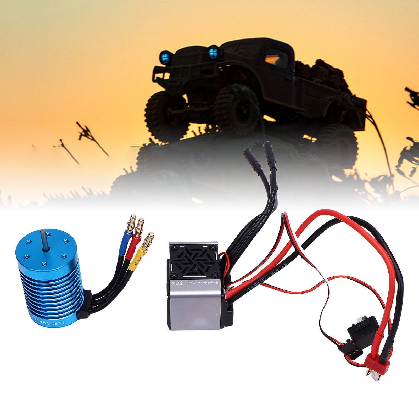 Zestaw Bezszczotkowego Silnika ESC w Kolorze Ti 60A do Samochodu RC w Skali 1/10, Uzwojenie Miedziane o Wysokiej Czystości dla Lepszej Wydajności, Dokładnie Wyważony Wirnik