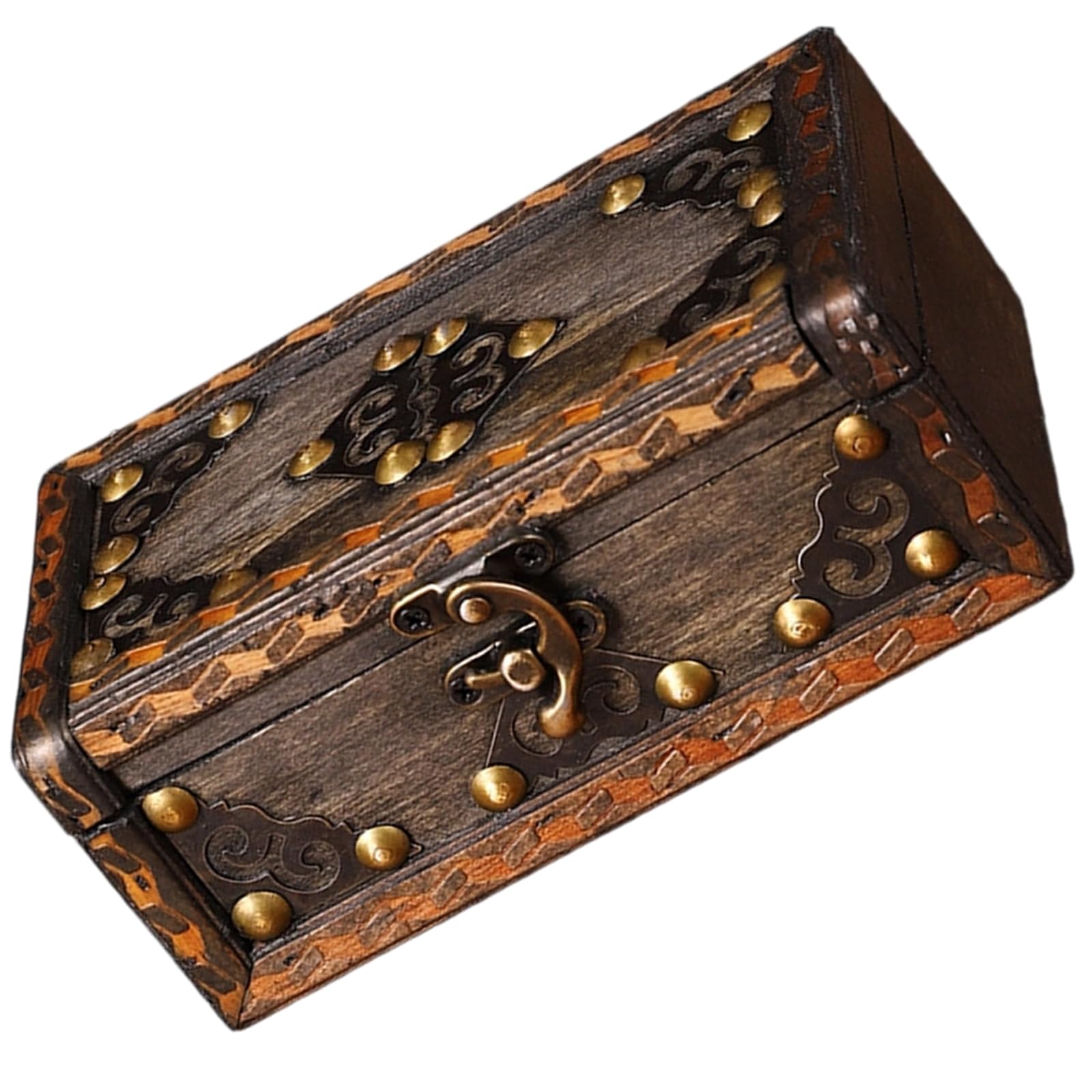 carotoe Decorative Wood Keepsakes Chest for Jewelry Photos Coin Storage Multipurpose Desktop Organizers Antique Jewelry Storage Box