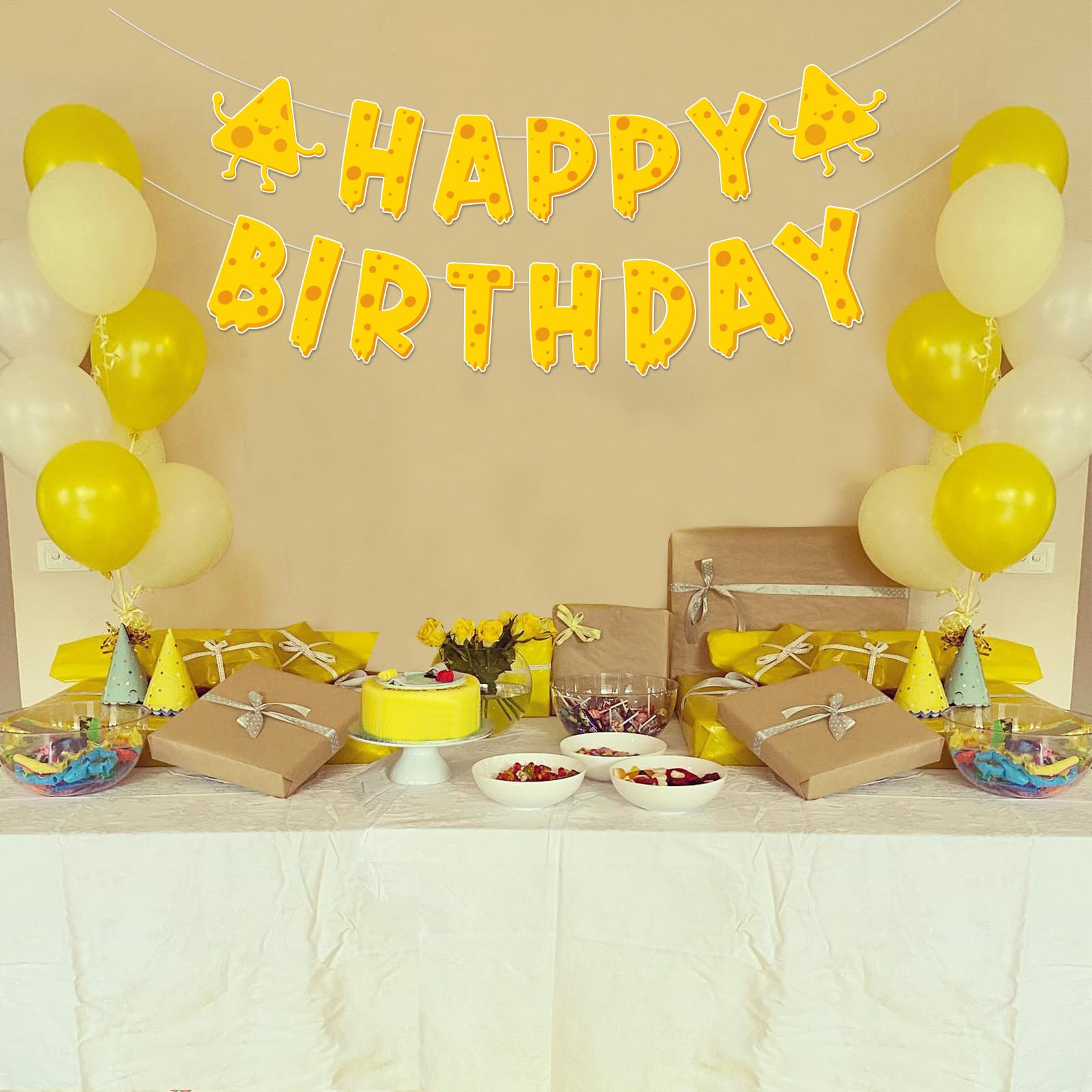 Décorations Fête Thème Fromage – 8 Guirlandes Suspendues Papier, Fanions Fromage Mignons, Pour Anniversaire Apéro