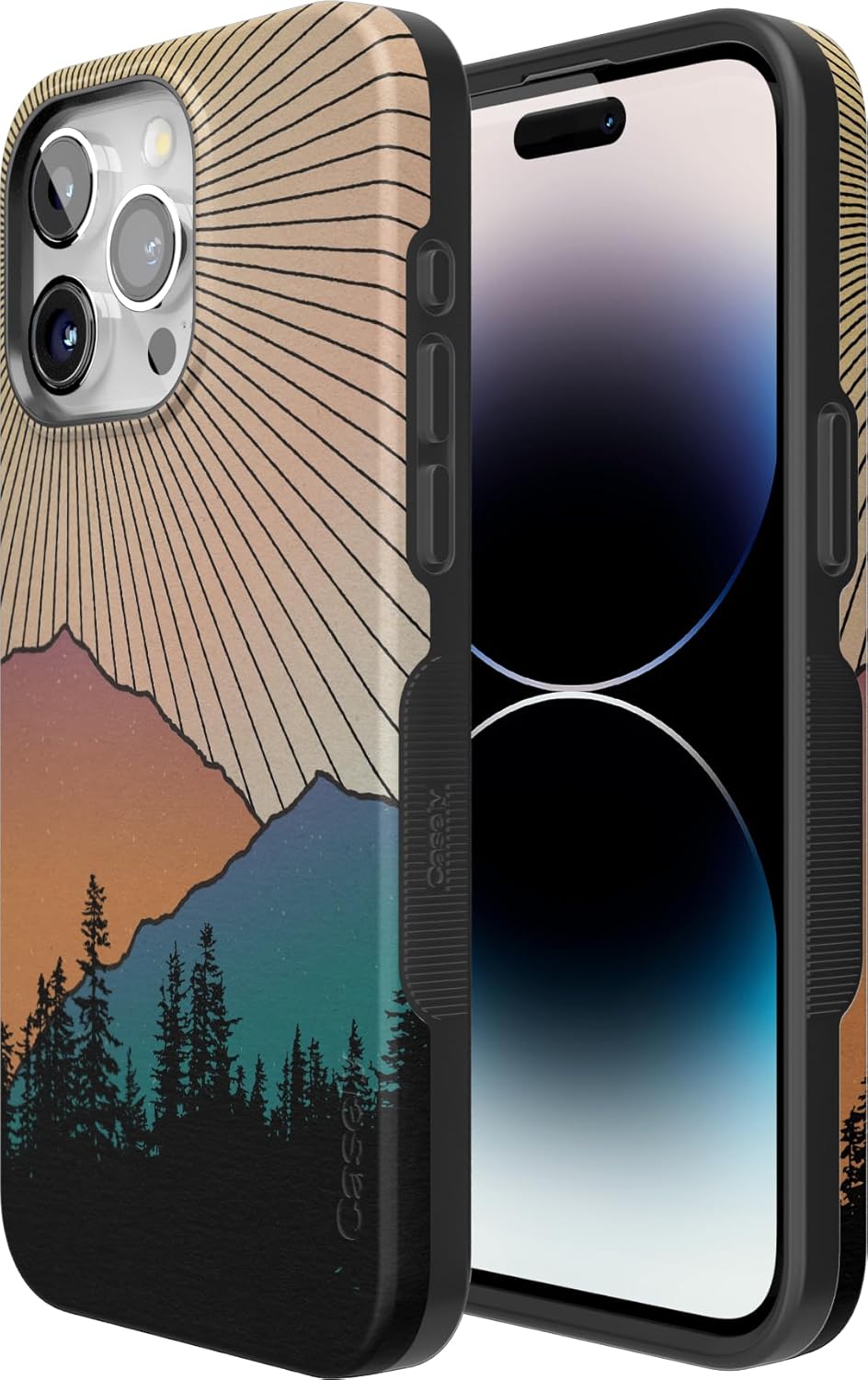 Casely iPhone 15 Pro Case | Golden Hour | Mountain Sunset | Bold Protective Design | Compatible with MagSafe