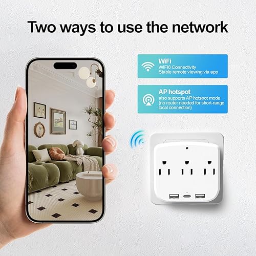 Miniatura 5 de ULar Cargador de pared de cámara de salida 4K para interiores, monitor de mascotas, cámara WiFi con control remoto de aplicación, alertas de