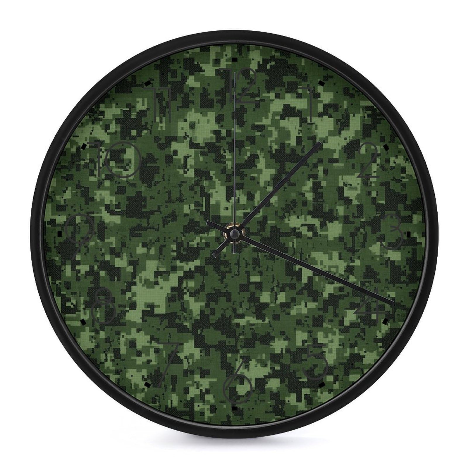 Horloge murale numérique camouflage silencieuse tendance pour maison et salon