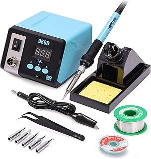 Soldering Iron Kit 75W Digital Soldering Station 352°F to 896°F Temp Fast Heating, ESD Safe Anti-Static Soldering Kit with 5 Extra Iron Tips+Tin Absorbing Wires+Lead Free Tin Wire