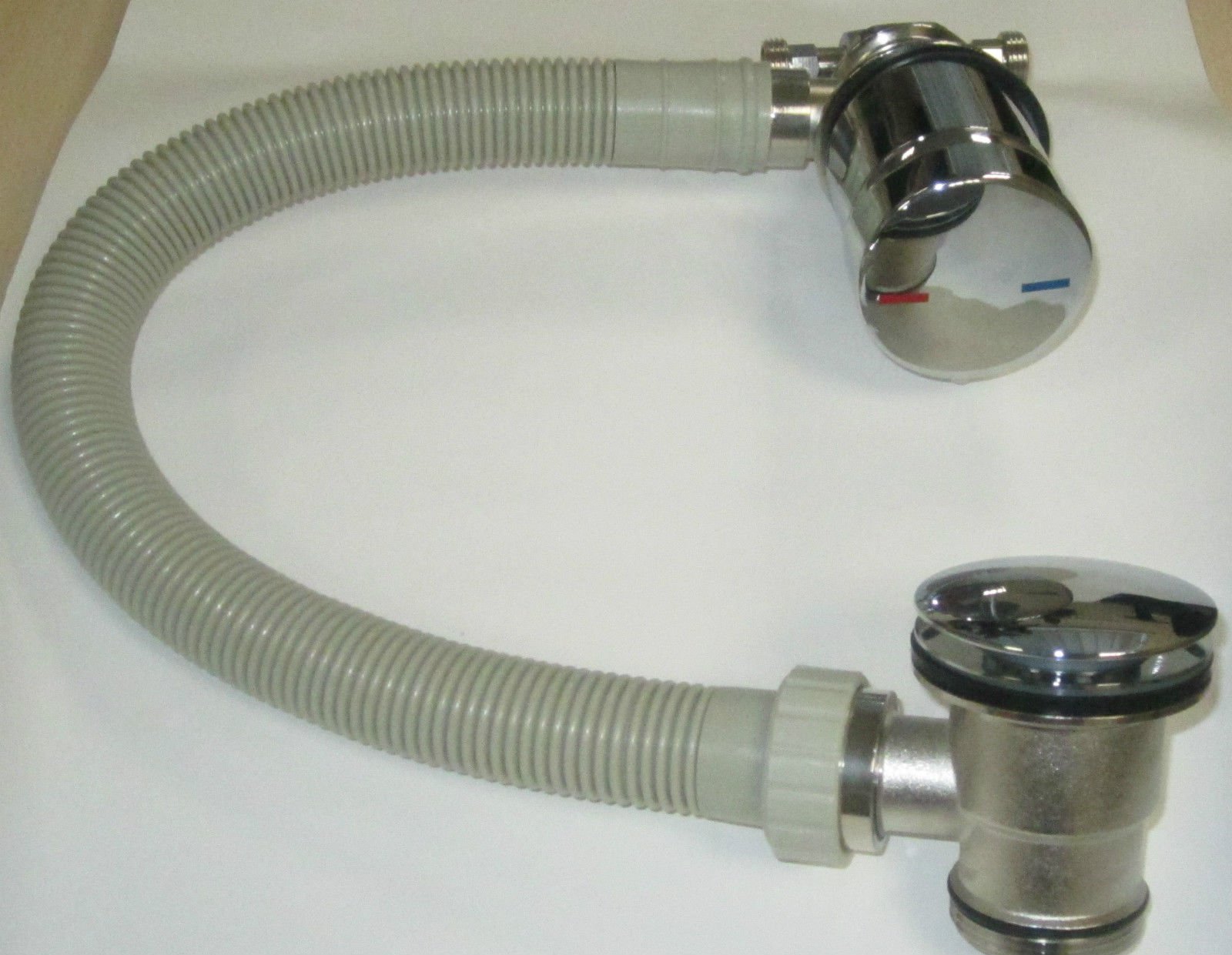 Chrome Round Overflow Exo Bath Filler Inc Tap Mixer Control Valve & Click Clack Waste
