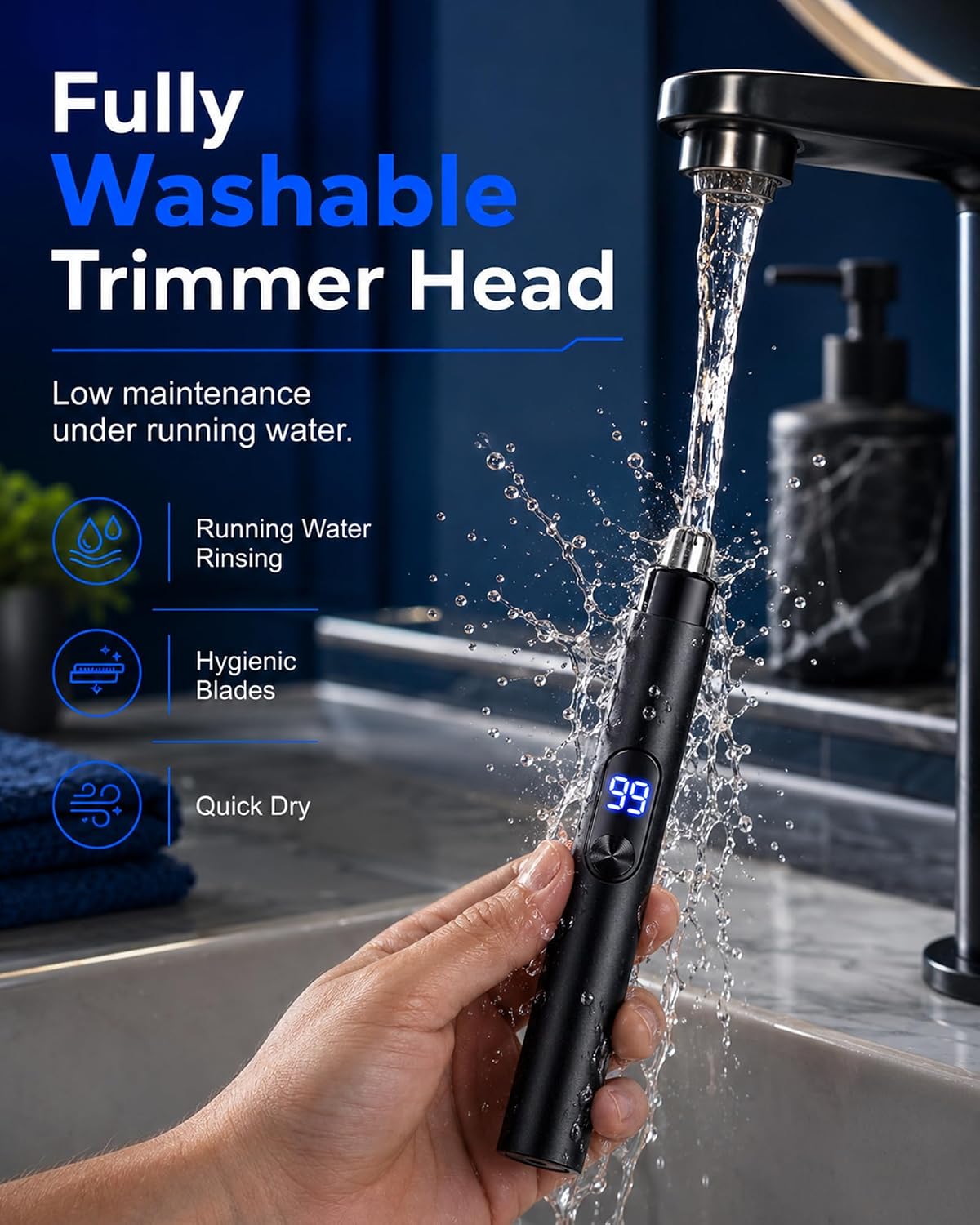 2026 New Professional Nose Hair Trimmer for Men, Type-C Rechargeable Ear & Eyebrow Grooming Clipper with LED Power Display, Portable Eyebrow & Ear Hair Grooming Kit Great Gifts for Elder, Dad