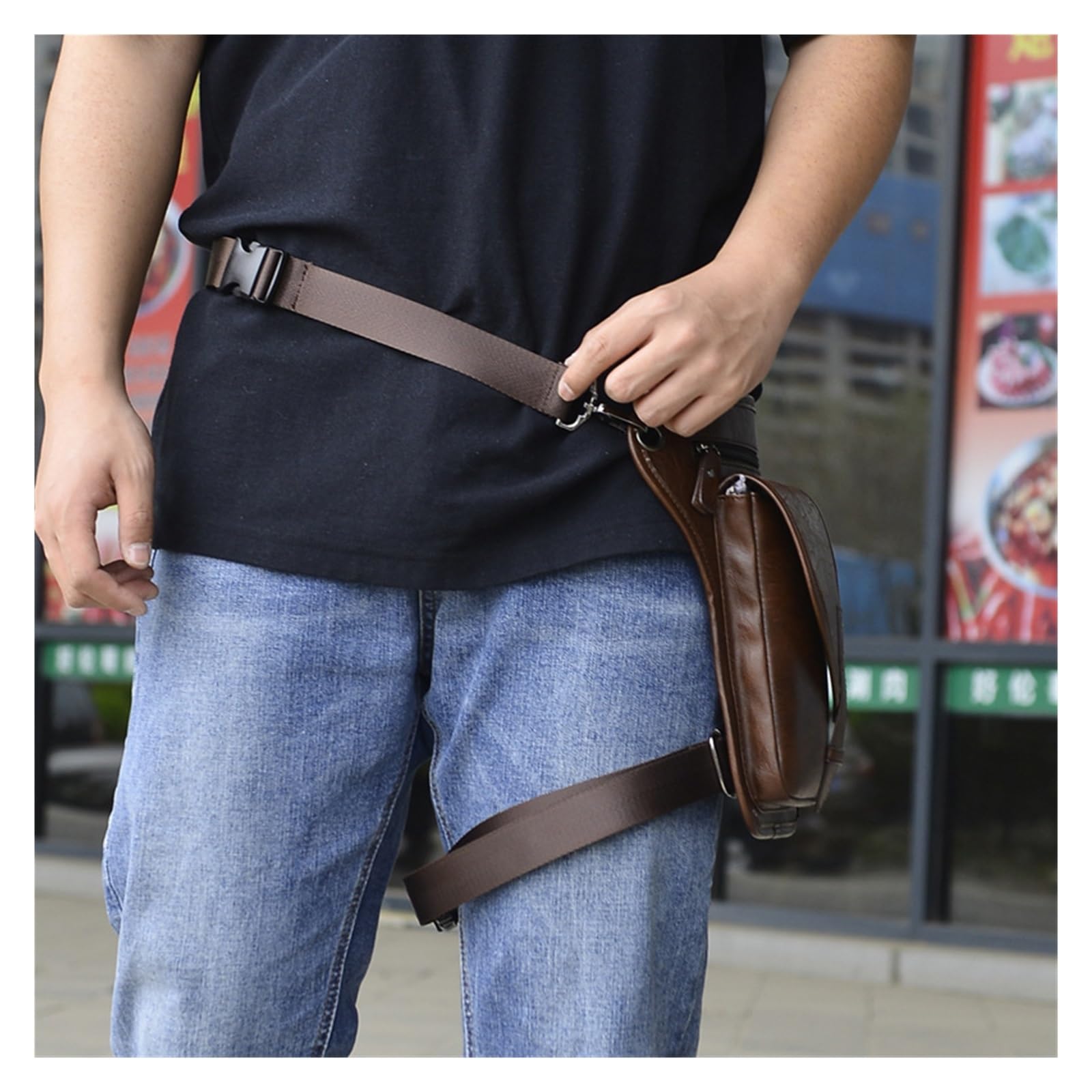 Sacoche De Jambe De Moto Étanche, Sac Banane, Sac De Cyclisme, Loisirs, Sport, Homme(Le Noir)