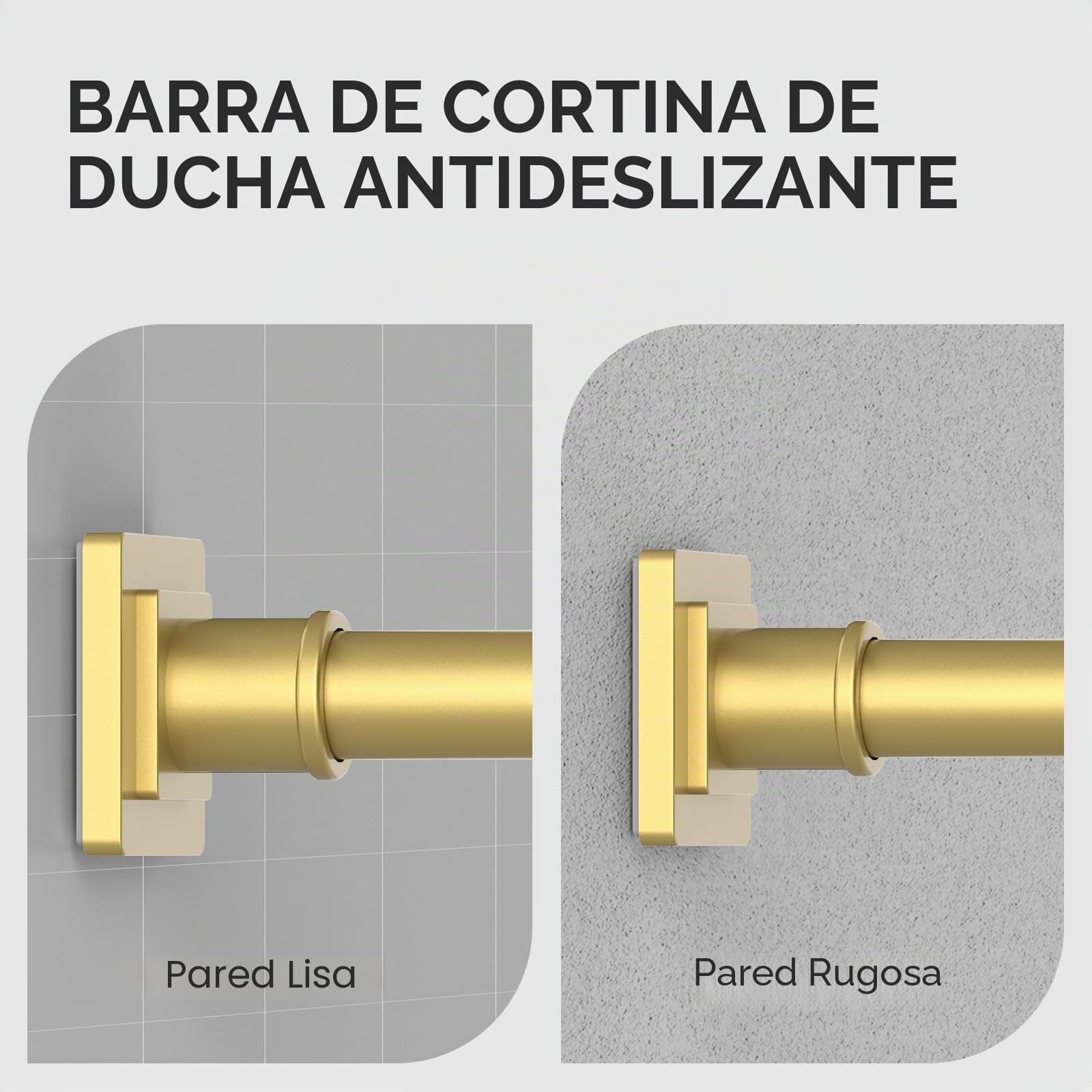 UIOSANRT Barra de cortina de ducha dorada montada con tensión sin necesidad de taladrar, antideslizante, resorte ajustable, para ventanas y baño, 79-173 cm