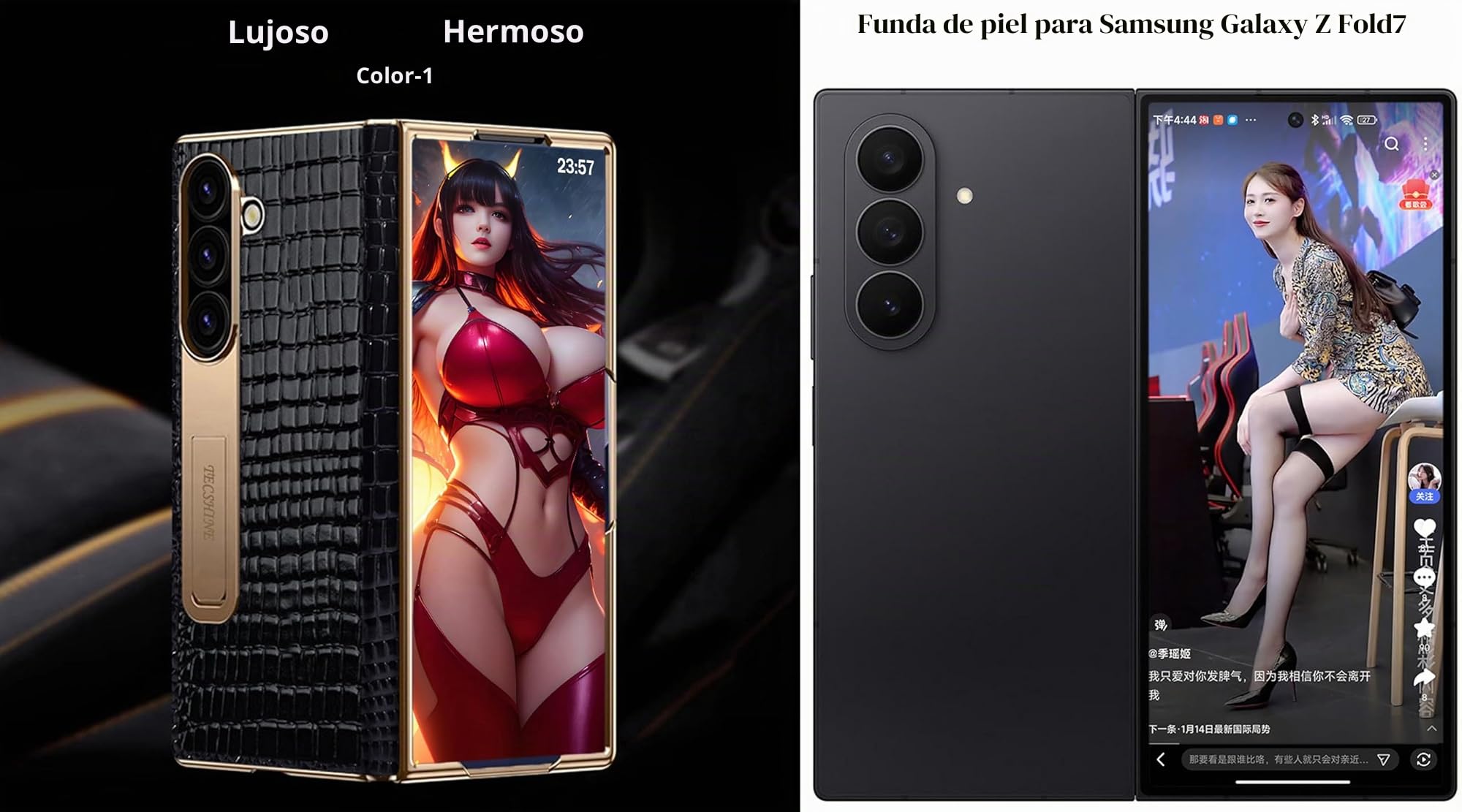 Funda de Teléfono Móvil de Cuero de Lujo para Samsung Galaxy Z Fold 7. para Samsung Z Fold7 Carcasa de Telefono con Pantalla Plegable. Estuche con Bisagras