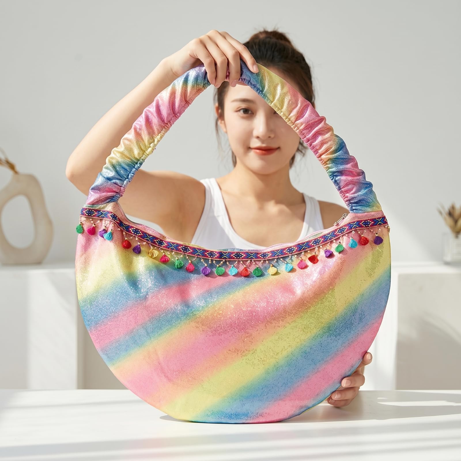 Harilla Gymnastik Aufbewahrungstasche Tanz Tasche Sporttasche Tragetasche Handtasche mit Strukturiertem Aufbau Und Sicherem Reißverschluss für Mädchen Frauen, Array, Kleine Graue Ente, S