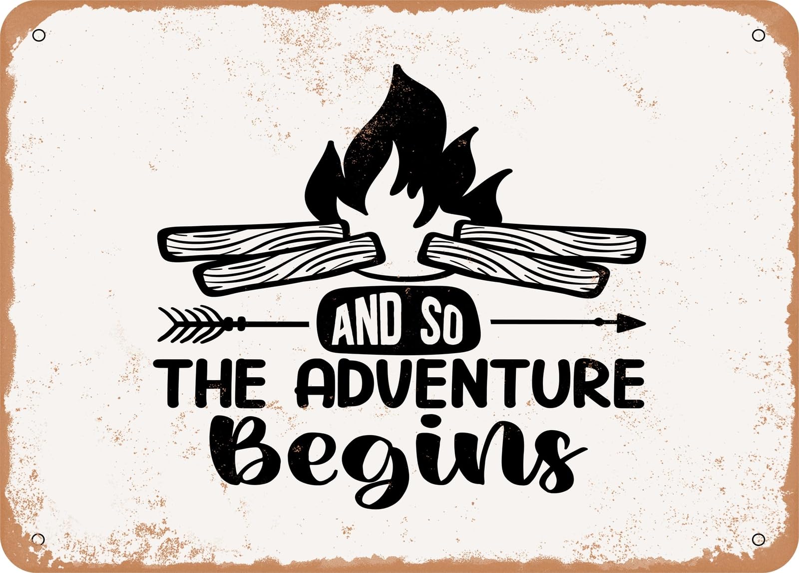 Metal Sign - And So the Adventure Begins - 3 - Vintage Look Sign home decor