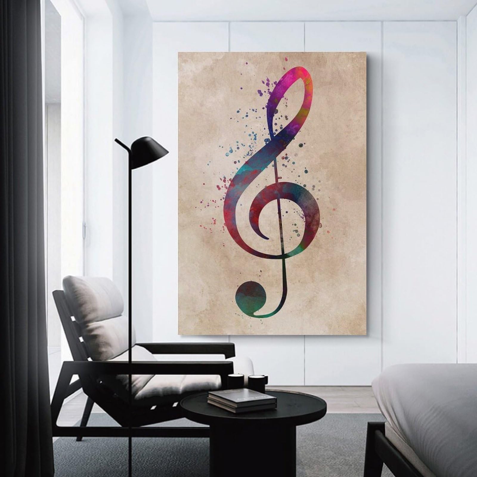 Junmoney Watercolor Treble Clef Canvas Wall Decor 20x30inch(50x75cm), for Entrance Walls, Hall Decor Or Foyers, Wall Decor to Refresh Empty Corners