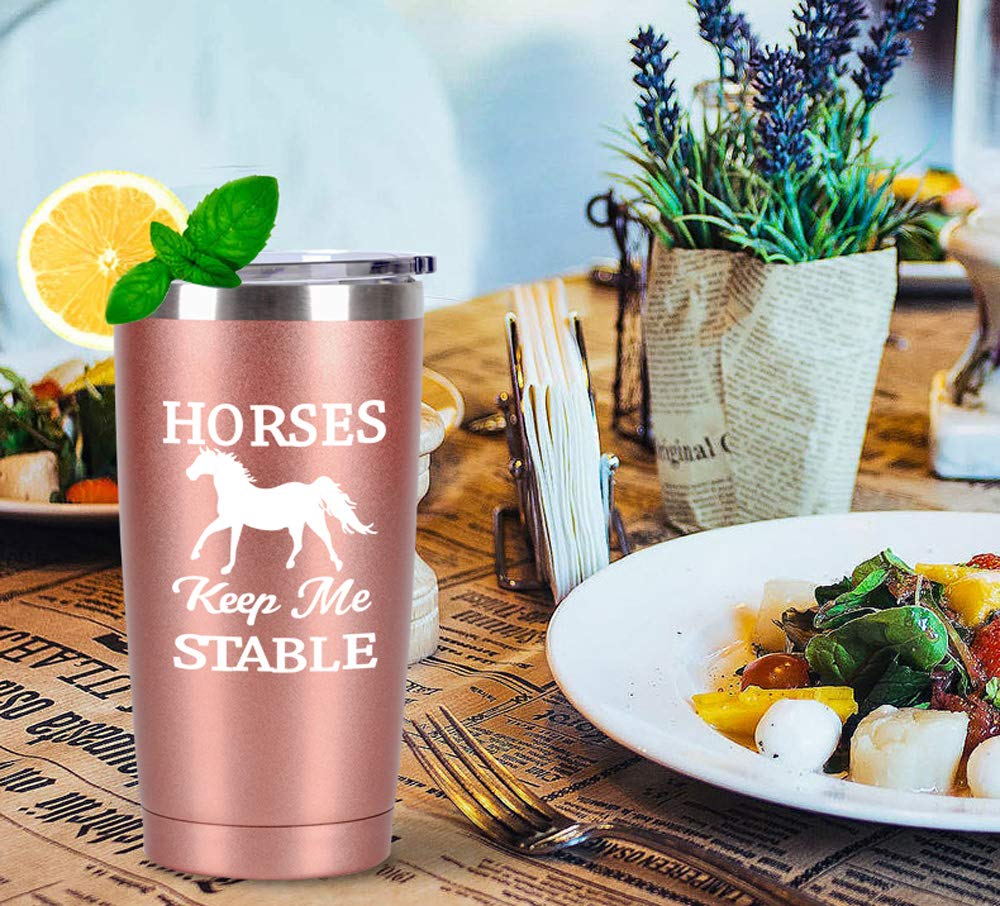 Horse Gifts For Women, Horses Keep Me Stable Travel Tumbler, Funny Birthday Christmas Gifts for Horse Lovers Equestrian Cowgirls Mom Friends Aunt Sister, 20 Oz Insulated Stainless Steel Tumbler