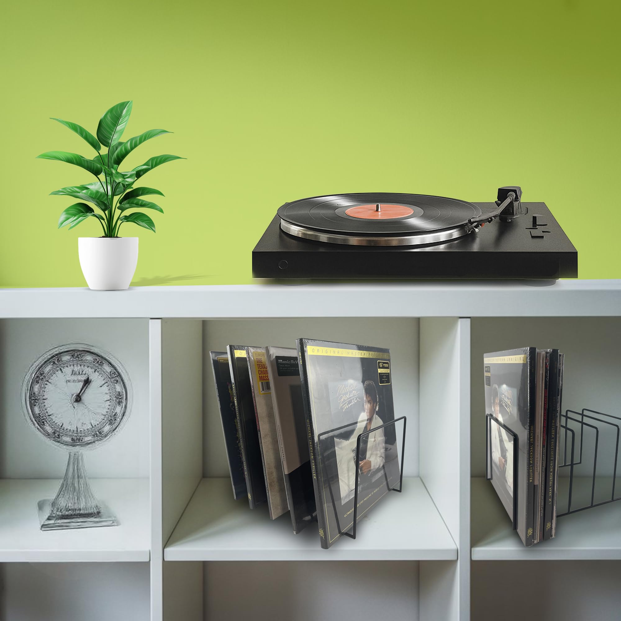 7even Schallplatten Ständer Metall Weiß - LP & 12" Vinyl Aufbewahrung Regal für ca. 50 Platten 32x25x18cm