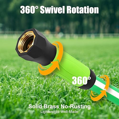 Miniatura 3 de SANFU Manguera de jardín híbrida mejorada de 5/8 pulgadas x 15 pies, explosión de 800 PSI, manguera de agua, flexible con mango de agarre,