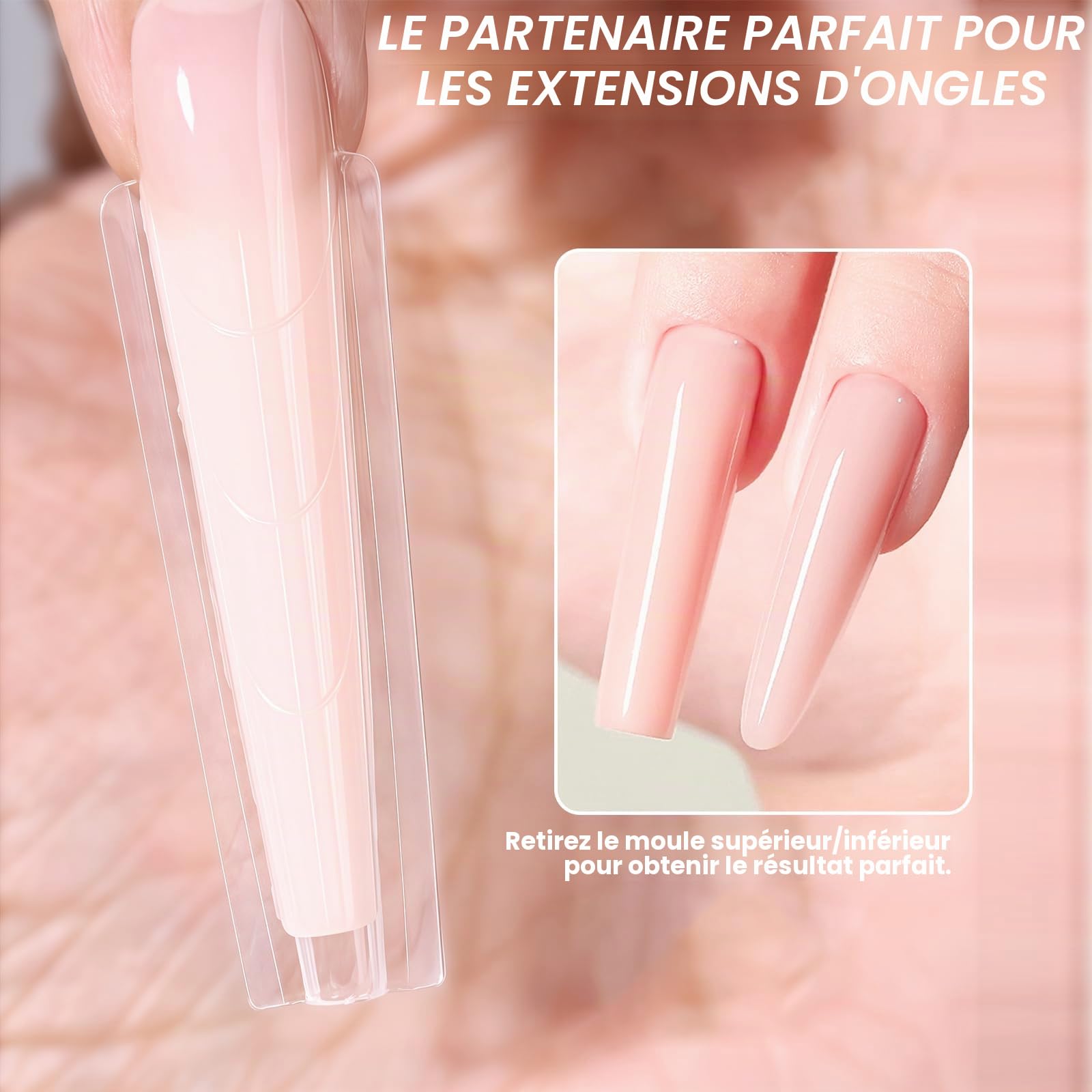 240 Pièces Embouts de Faux Ongles, Moule Design Sandwich pour Extension Rapide des Ongles, Transparentes pour Ongles en Gel pour Extension Polygel Art Nail Salon