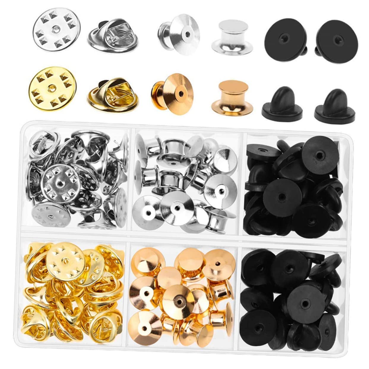 NUOBESTY 252piezas Pin Back Keepers Goma Repuestos Multifuncionales Para Broches Alfileres De Solapa y Joyería
