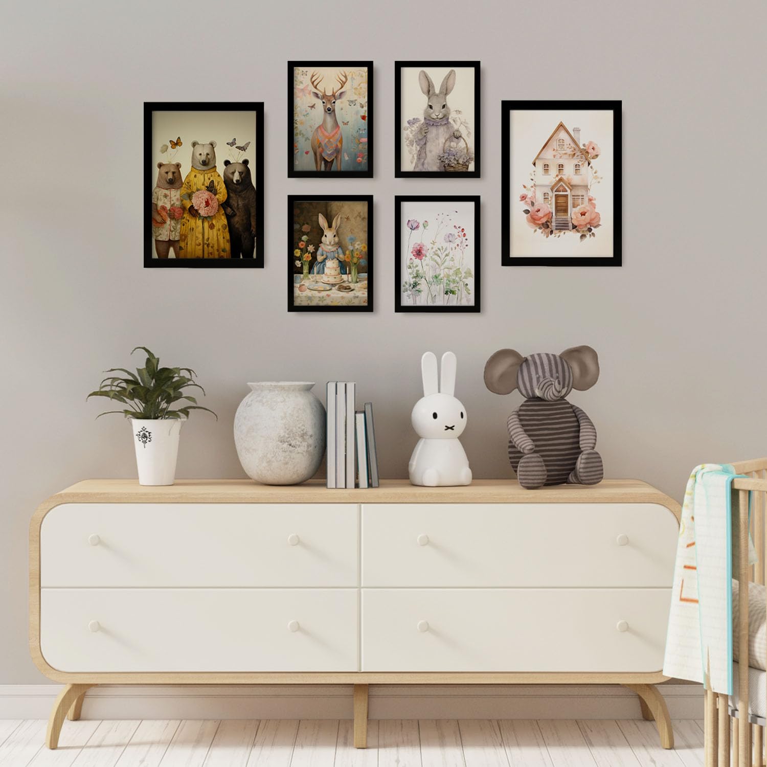 Nacnic Set de 6 Posters de Animales de mariposa Posters. Habitacion infantil. Cuadros decorativos estéticos para su sala de estar, dormitorio, hogar Tamaños A4 y A3 con marcos negros