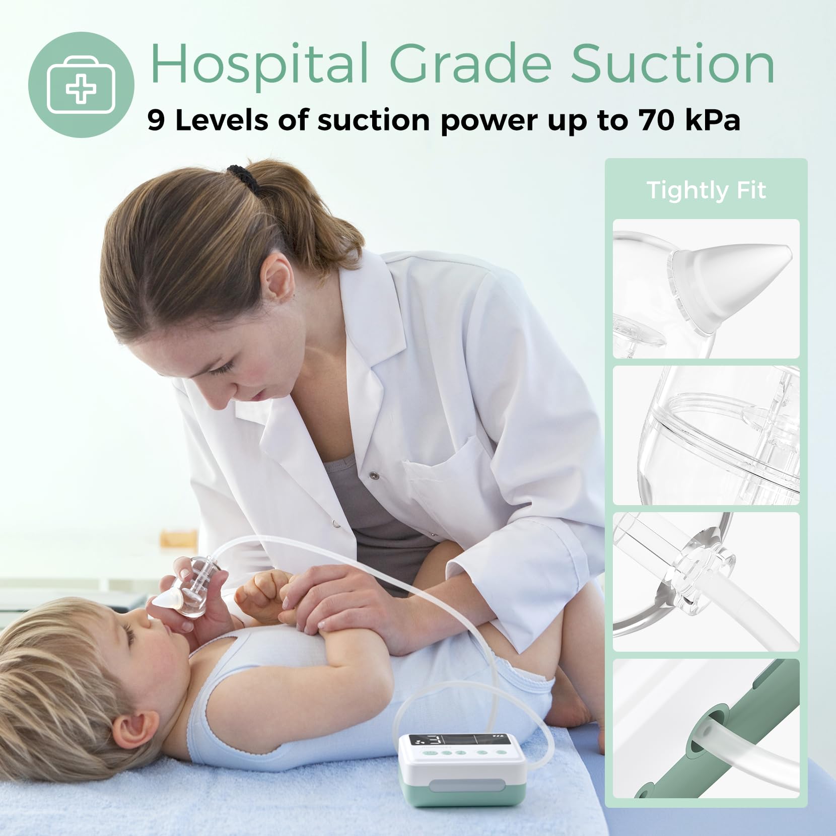 Momcozy Nasal Aspirator for Baby Hospital-Grade 70 KPa Strong Suction & 9 Suction Levels Nose Sucker - Image 3