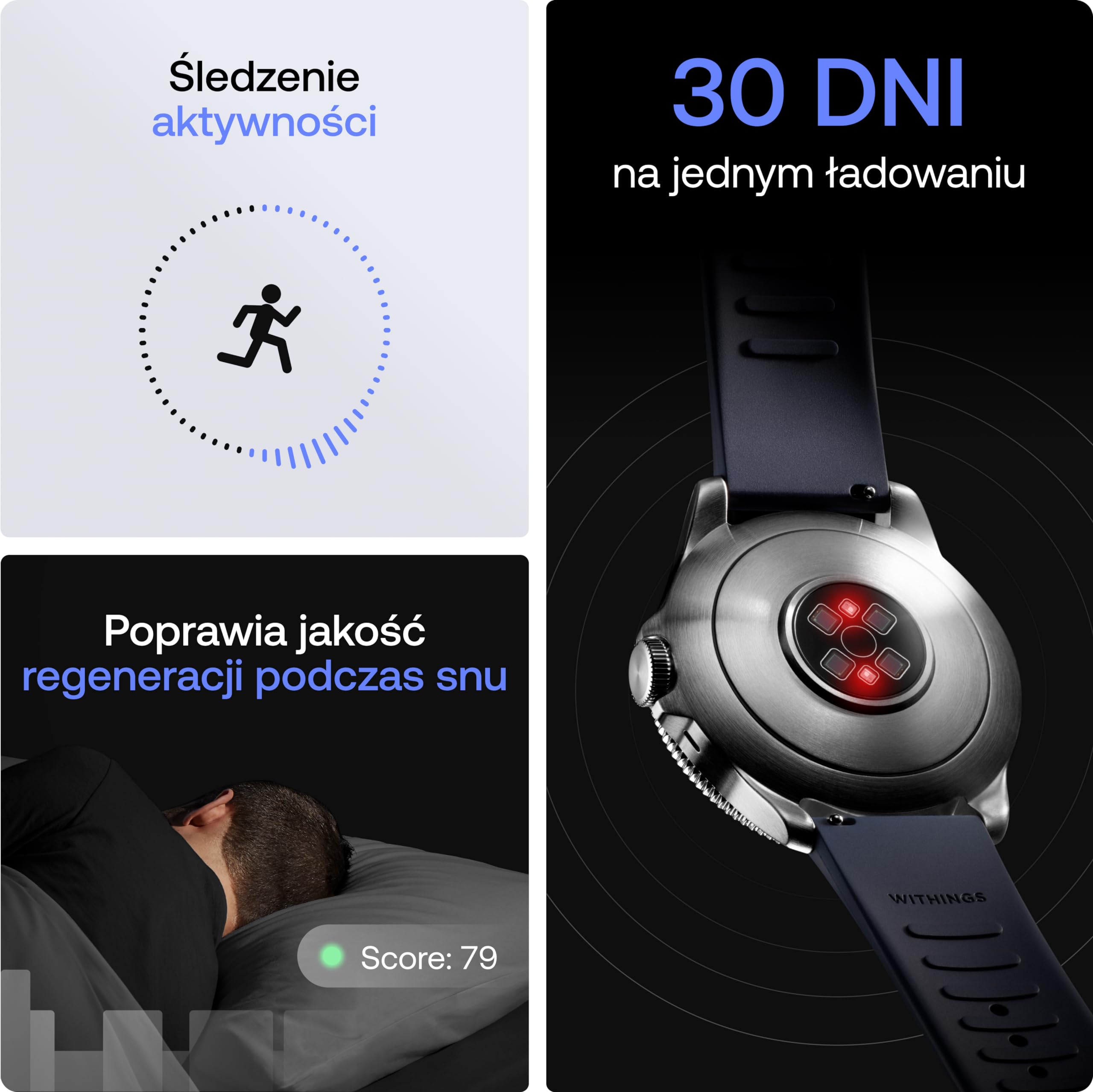 WITHINGS ScanWatch Nova, hybrydowy smartwatch, zdrowie serca, do M&F – EKG, SPO2, monitorowanie temperatury, śledzenie snu, zdrowie dróg oddechowych, śledzenie cyklu, czas pracy baterii 30 dni, iOS i