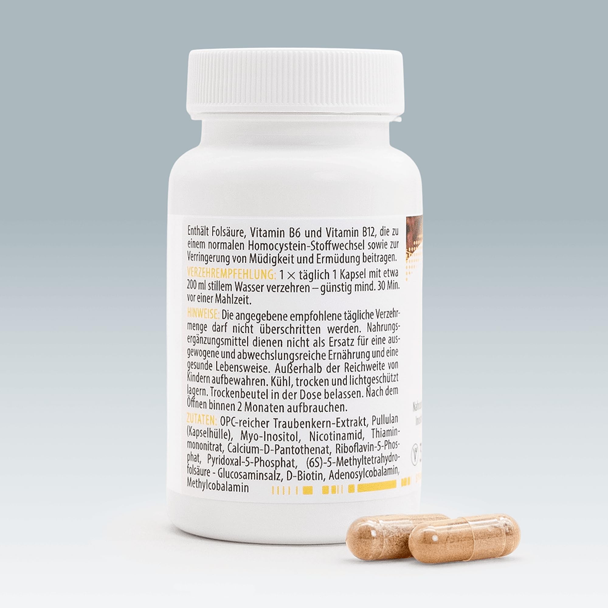 MITOcare Vitamin B Komplex - Komplex mit 8 B-Vitaminen - B1, B2, B3, B5, B6, B7, B9 & Vitamin B12 hochdosiert - Apothekenqualität - vegan - 2 Monatspackung mit 60 Kapseln - Produziert in Deutschland