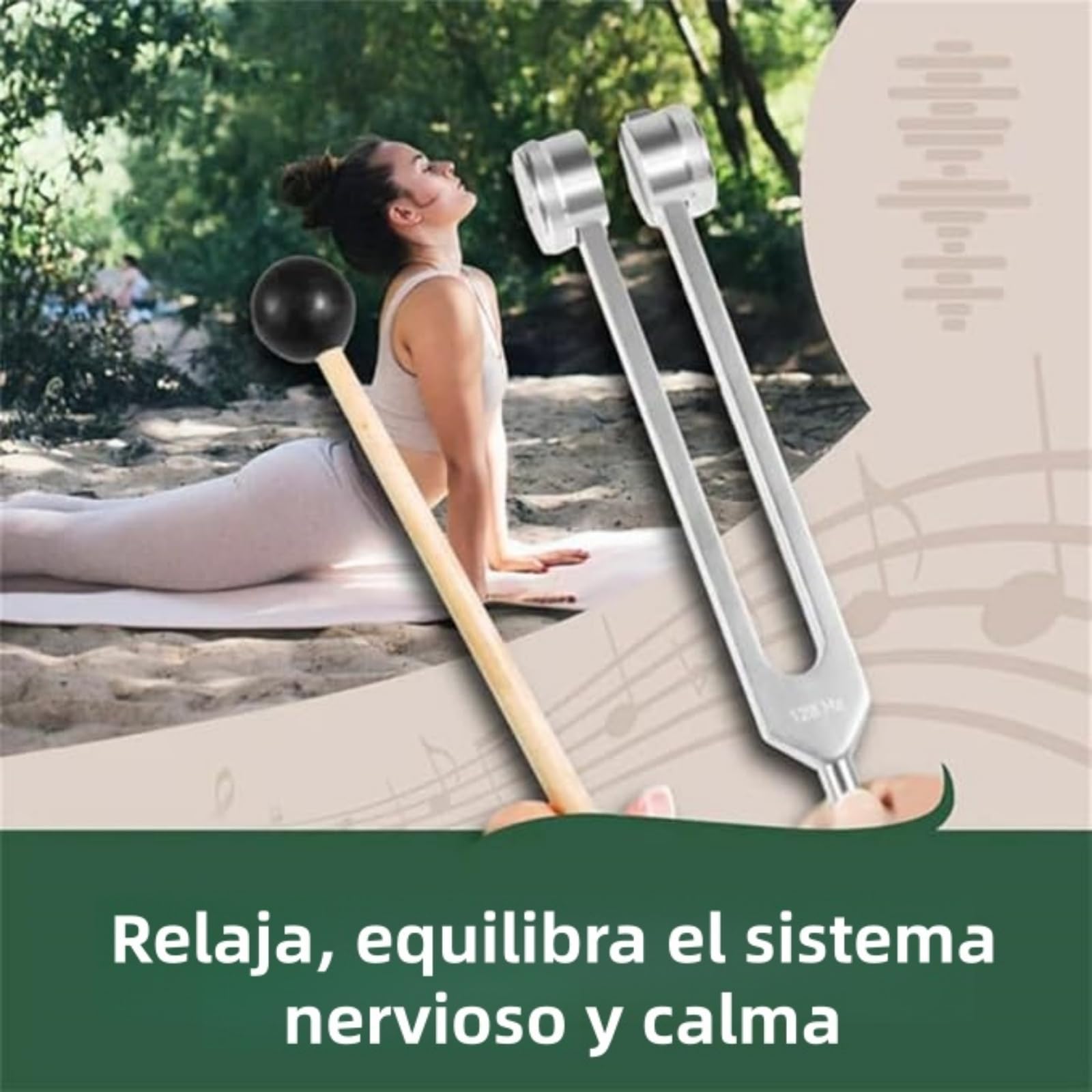 Lumyra Instrumento de Sanación 128 Hz,Diapasón de Aluminio 128Hz,Juego Completo con Martillo de Silicona,Bolsa de Almacenamiento y Llave Allen para Meditación y Terapia de Sonido