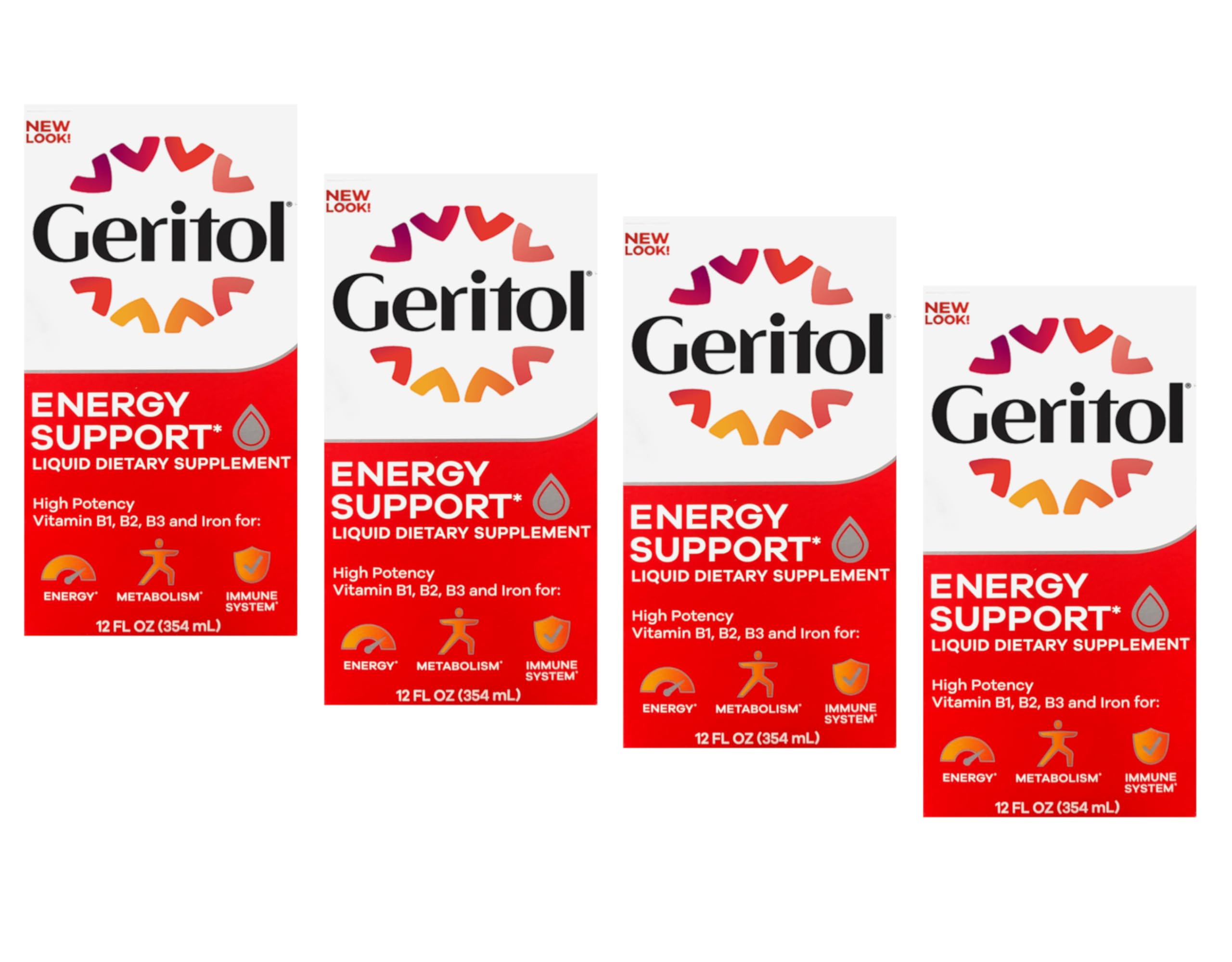 Geritol Liquid Energy Support B Vitamins Pack of 4 Multi 12 Fl Oz (Pack of 4)