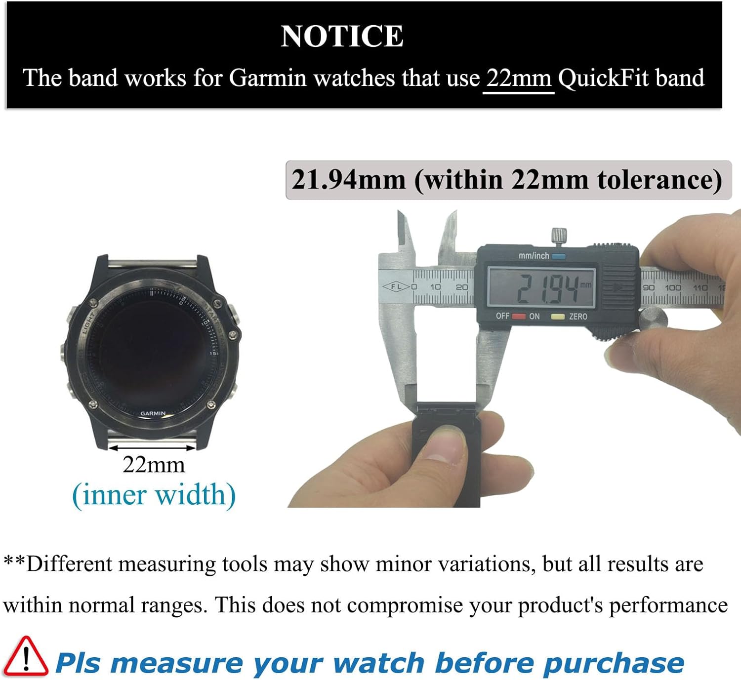 22mm Elastic Arm/Ankle Band with Ladder Lock for Garmin Fenix 8 Fenix E Epix Pro 47mm/Fenix 7/6 Pro/5 Plus, Stretchy Band for Men and Women, Black, Medium - Image 2