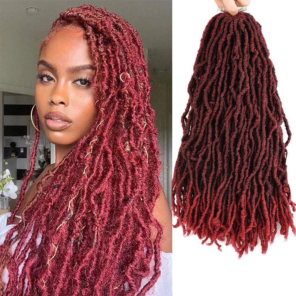 Blazingfire 6 Packs Nu Faux Locs Crochet Braids Hair 18 Inch Synthetic Soft Dreads Braiding Hair 21 Strands Fashion Goddess Faux Locs Curly Wavy Hair Extensions For Women TBG
