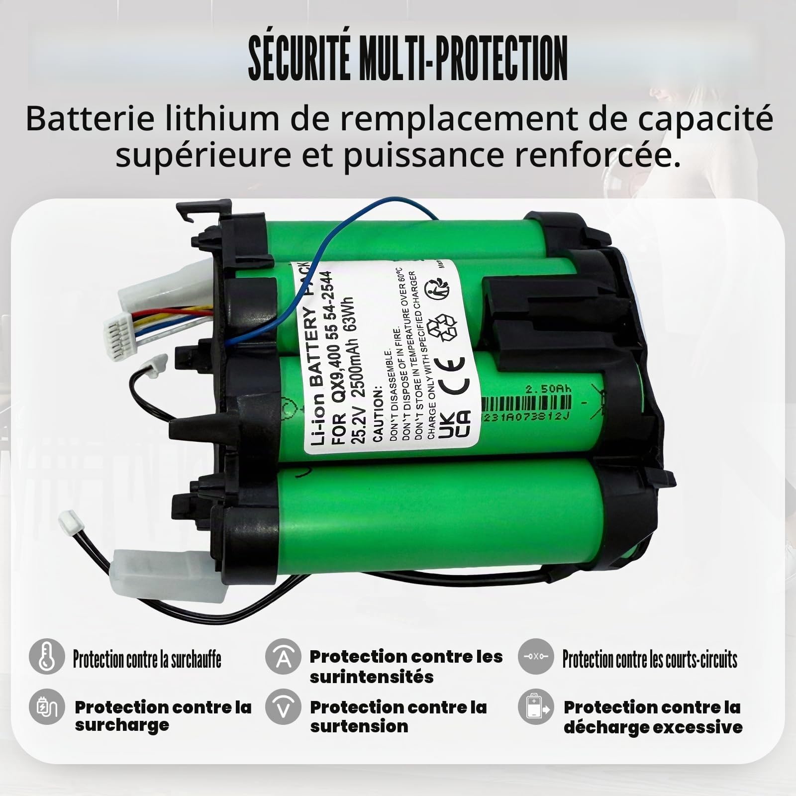 Batterie 25,2 V pour Aspirateur AEG QX9 & Electrolux Pure Q9 – Compatible Uniquement avec Modèles 25,2 V (Non Compatible 21,6 V)