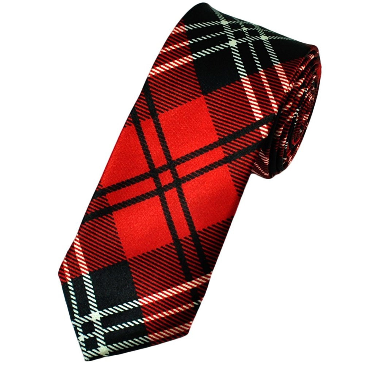 New Red Tartan Skinny Tie