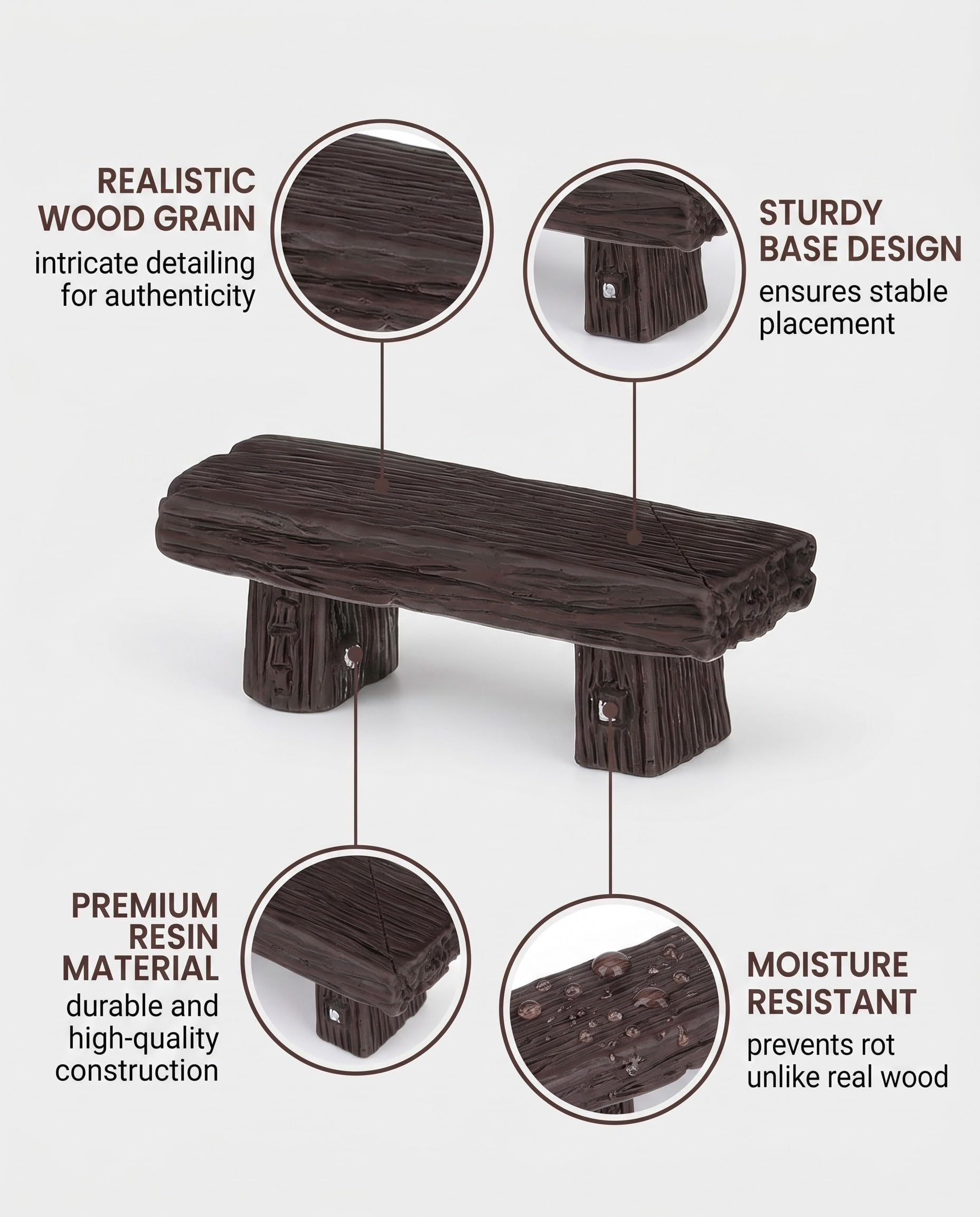6 pezzi Panchina in Miniatura per Giardino Fatato, Accessori in Resina Nero per Paesaggi in Miniatura, Decorazioni per Bonsai e DIY, Set di Panchine per Miniature e Arredo Giardino