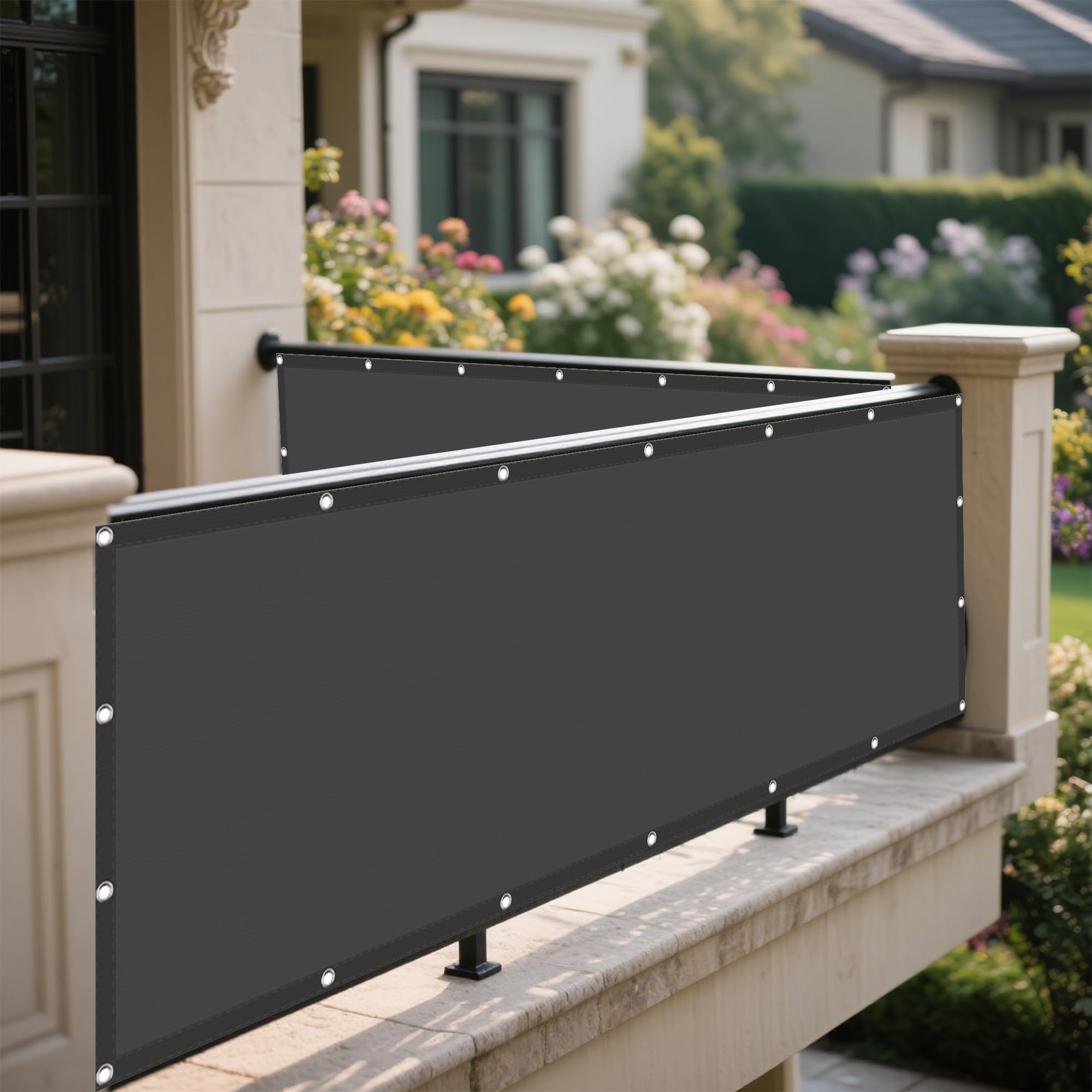 Voile d'ombrage rectangulaire gris foncé 90x700 cm étanche pour grand balcon