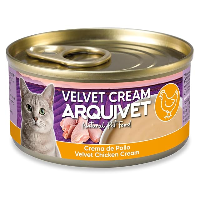 Foto 2 de 4 de Pack 24 Unidades - Crema de Pollo para Gato Velvet Cream - Latas de 80 g - Comida húmeda para Gatos - ARQUIVET