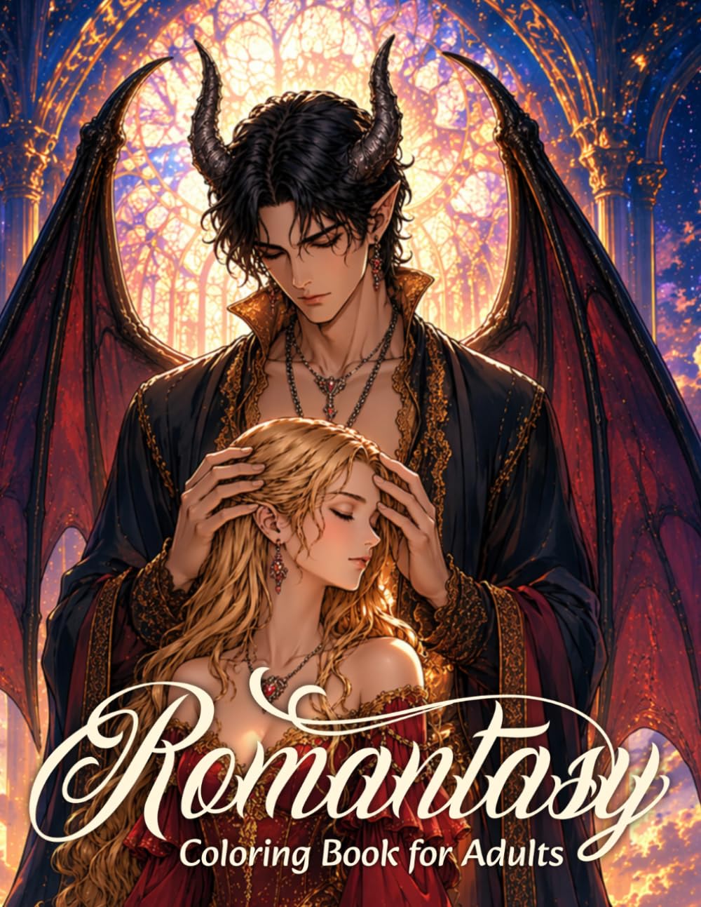 Romantasy Coloring Book for Adults: Dark Romance & Fantasy Illustrations to Color – Fairies, Knights, Lovers, Dragons and Magical Worlds