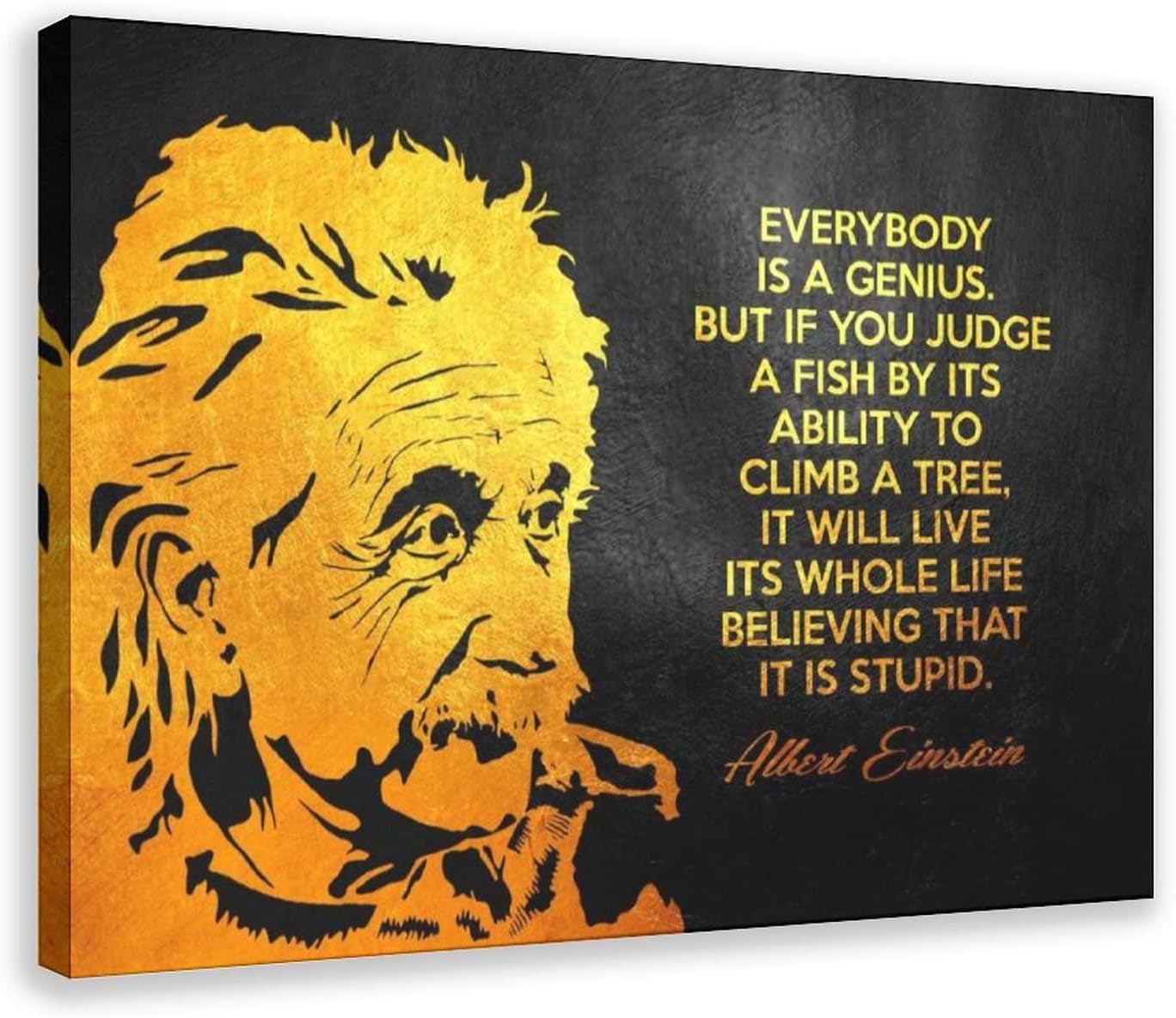 Albert Einstein Inspirational Quotes Retro (3) Canvas Poster Wall Art Decor Print Picture Paintings for Living Room Bedroom Decoration Frame-style 24x36inch(60x90cm)