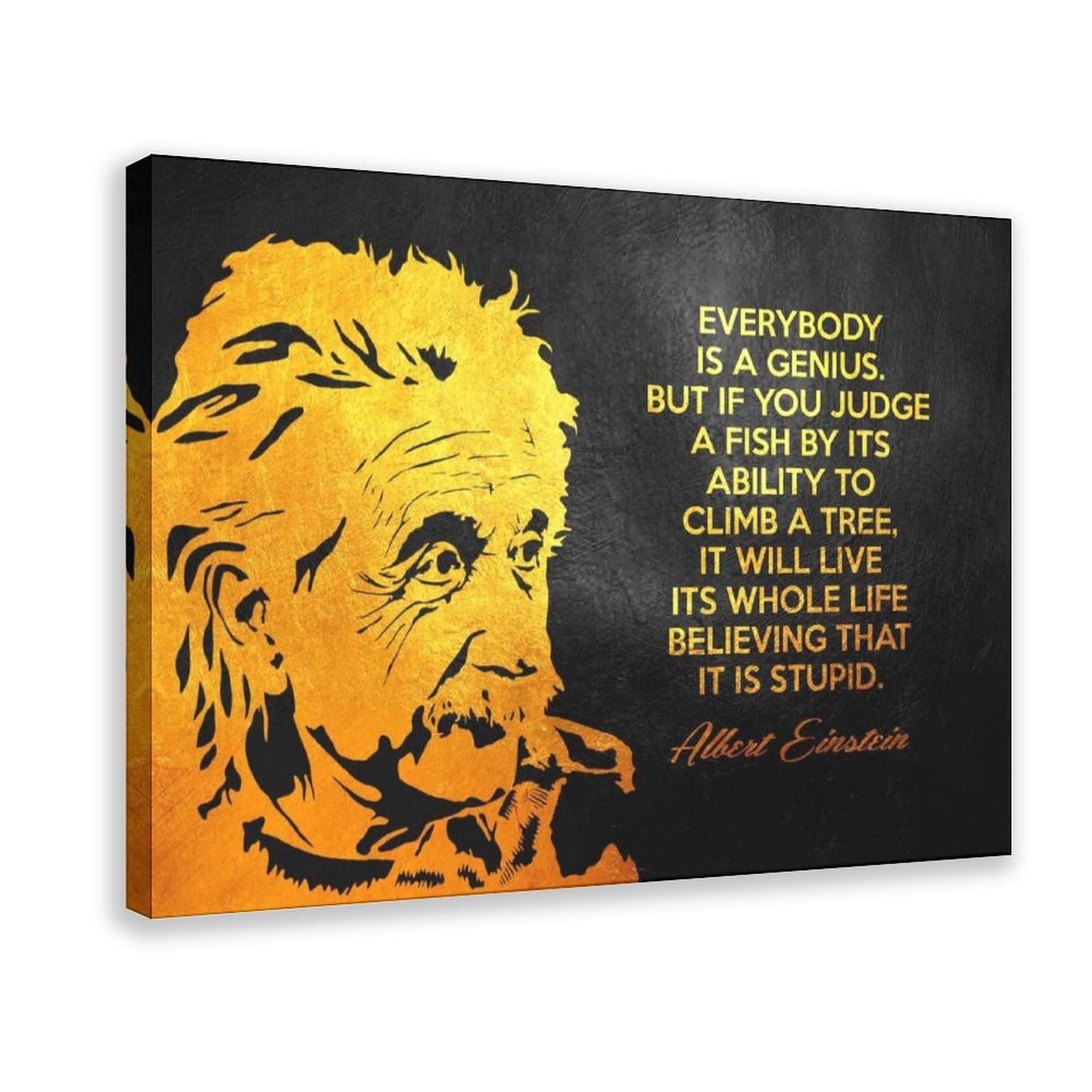Albert Einstein Inspirational Quotes Retro (3) Canvas Poster Wall Art Decor Print Picture Paintings for Living Room Bedroom Decoration Frame-style 24x36inch(60x90cm)