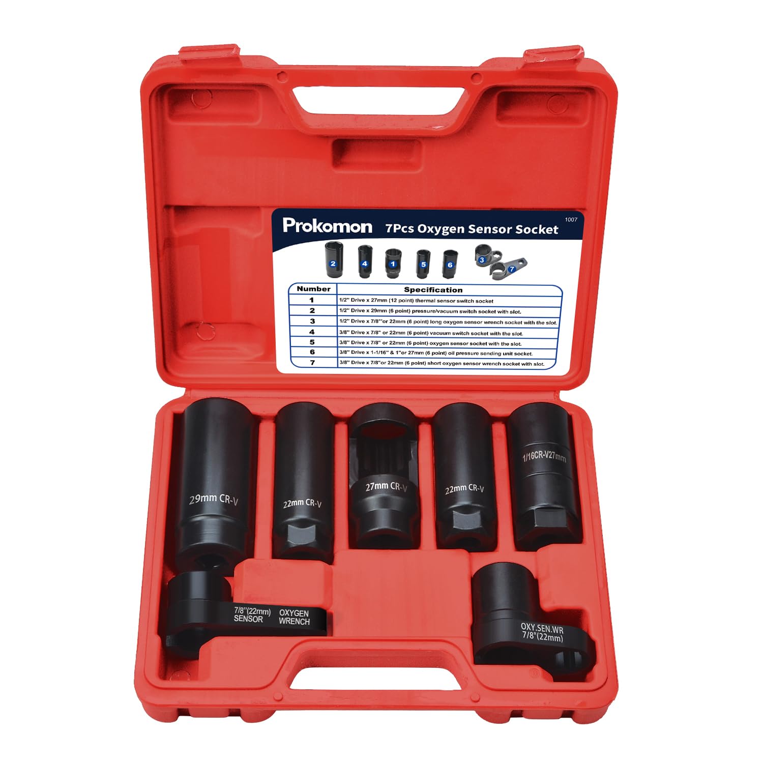 Prokomon 7pcs Oxygen Sensor Socket Set