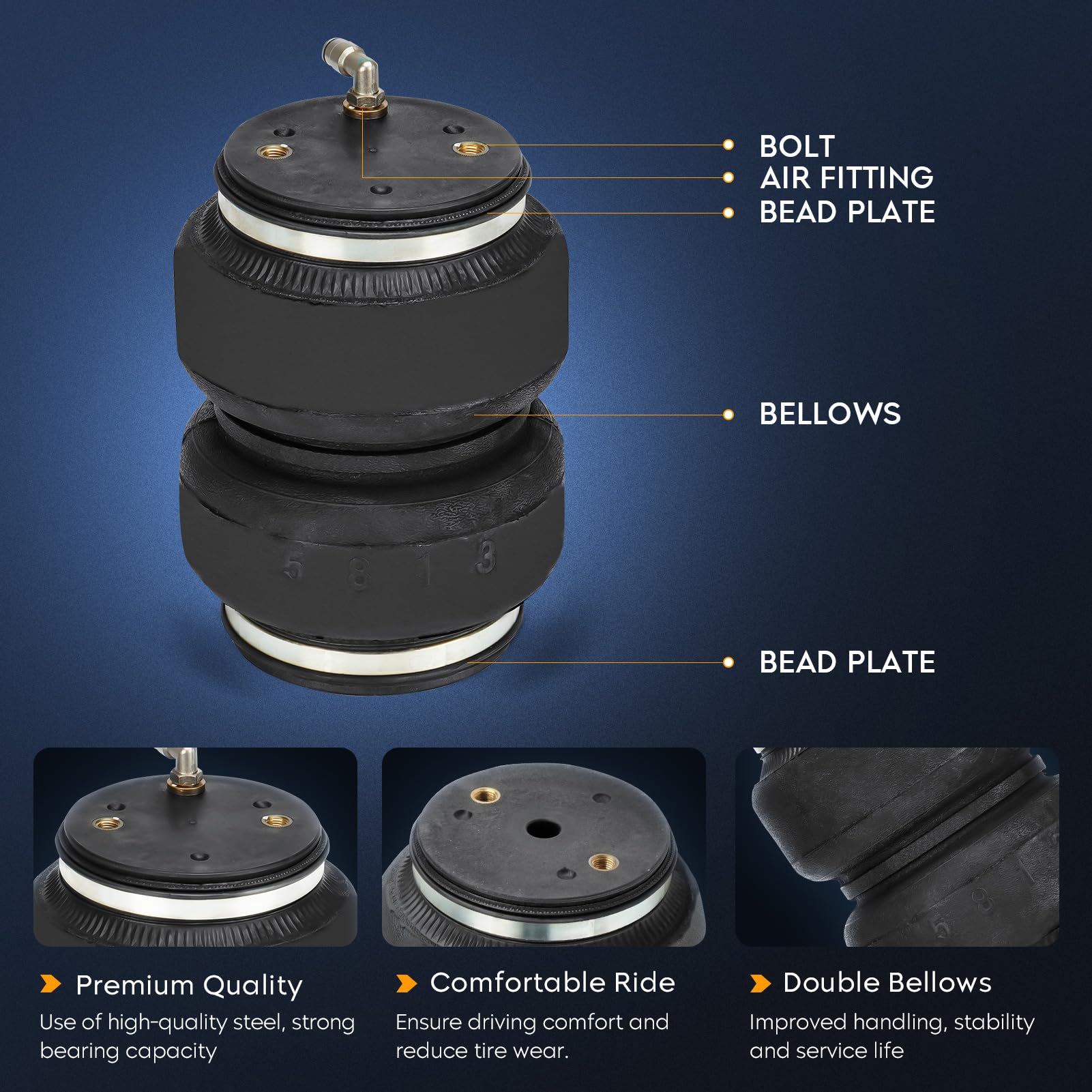 Rear Air Spring Bags Suspension Kit for 75-86 Chevy C10 C20 C30, 87 R10 R20 R30, 77-93 Dodge D150 W150, 75-80 D200 D300 W300 W200, 81-93 D250 D350 W250 W350, 94-01 Ram 1500, Air Lift 57215