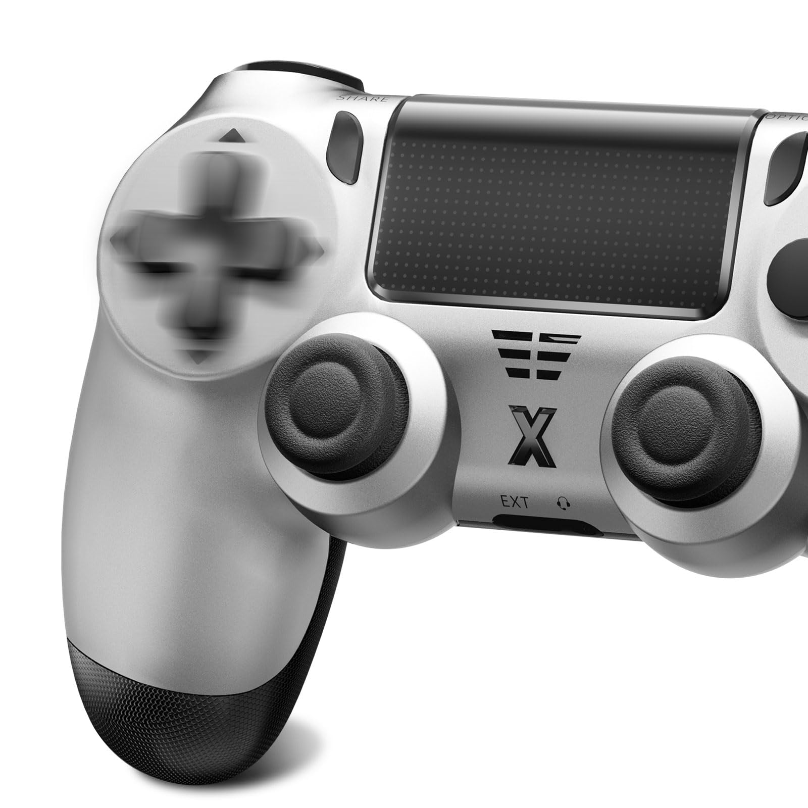 Hycago Manette pour P4, Manette sans Fil Controller compatible avec P4/Pro/Slim/PC, Prise Audio 3,5 mm/Double Vibration/Panneau Tactile (Argent)