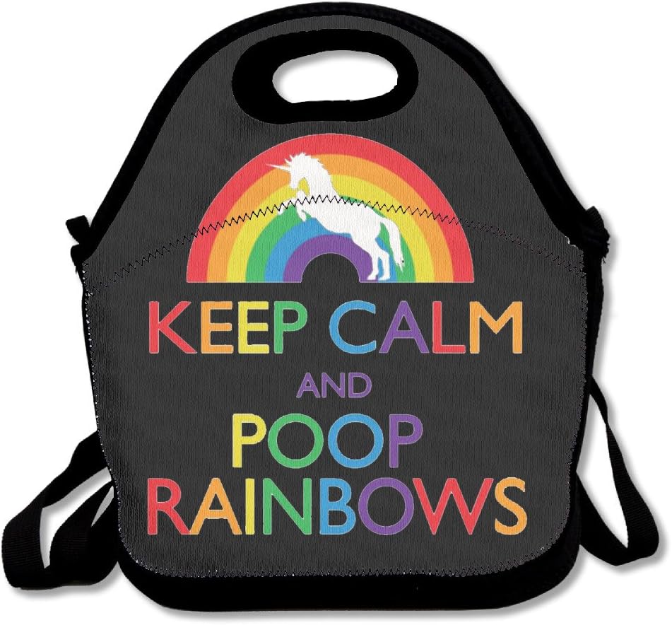 Xiisxin Keep Calm And Poop Rainbows Lunch Tote Bag - Large & Thick Insulated Tote - Suit For Men Women Kids