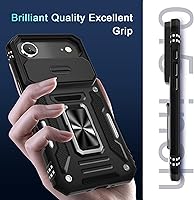 Vista 7 de DEERLAMN Funda para iPhone Air de 6.5 pulgadas con cubierta deslizante para cámara + protector de pantalla (2 paquetes), soporte de anillo giratorio