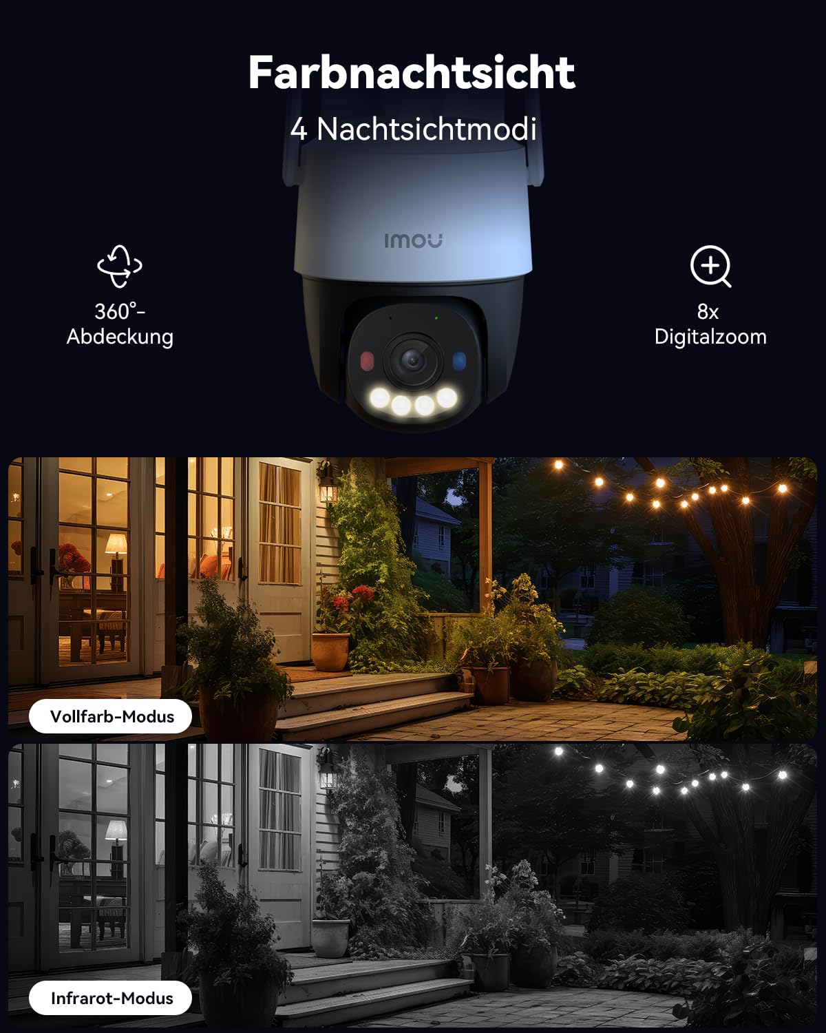 Imou 4K 8MP PoE Überwachungskamera Aussen, KI-Personen/Fahrzeugerkennung, Farb-Nachtsicht, 360° PTZ WLAN Überwachungskamera Außen, Smart Tracking, 2-Wege-Audio, Sirene, IP66 Privatmodus 512GB Lagerung