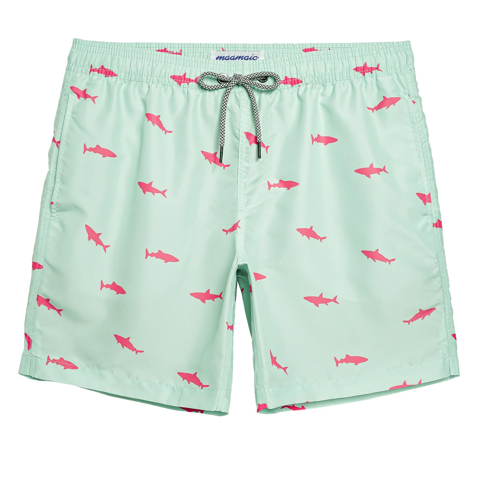 maamgic Mens Swim Trunks Quick Dry Mesh Linner with Pockets 7" Beach Shorts