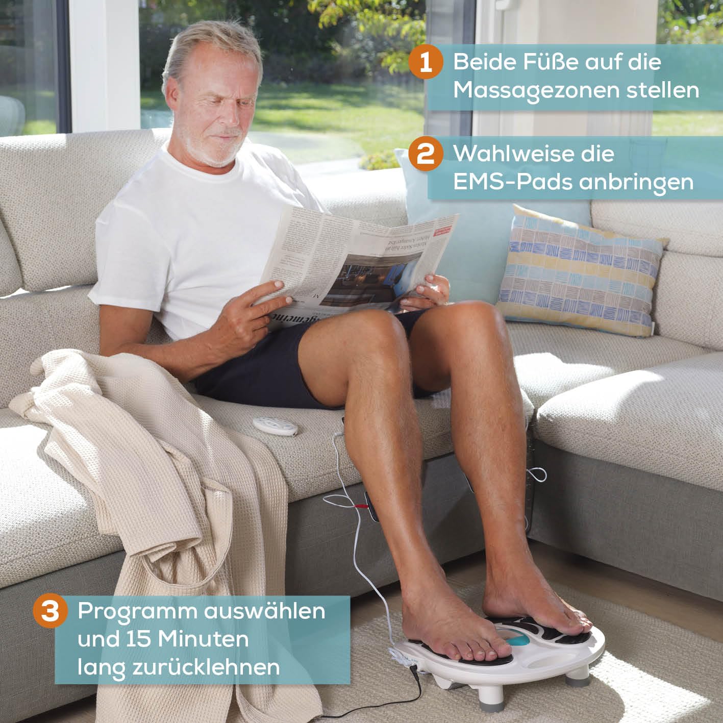 EMS Blutzirkulationsstimulator | zertifizierte medizinische Geräte + 4 EMS-Pads | Blutzirkulation in den Beinen | Mit Fernbedienung | Variable Intensität