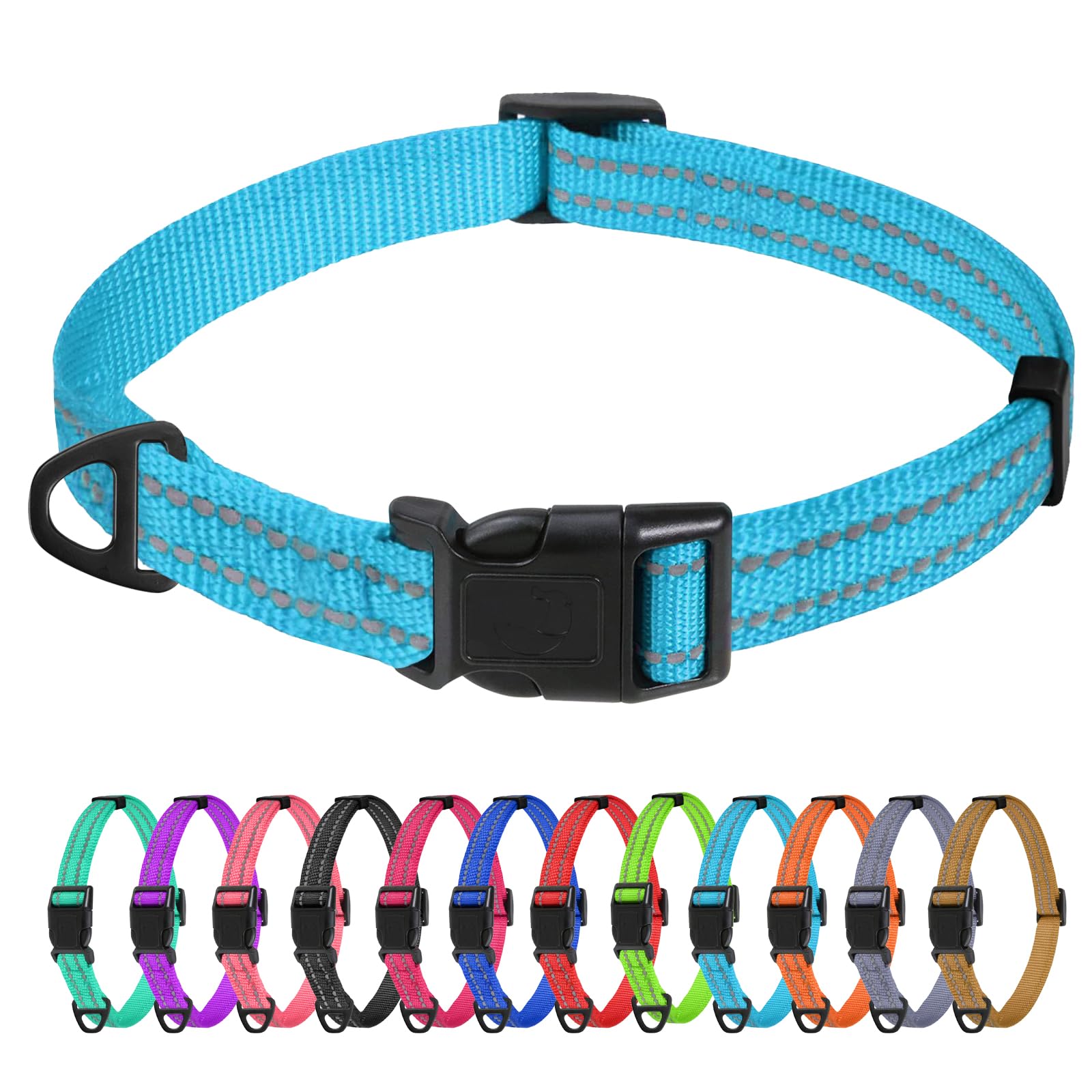 TagME Collare per Cani in Nylon Riflettente, Fibbia Staccabile Durevole, Collari Di Sicurezza Regolabili per Cani Di Taglia Piccola, Blu, Larghezza 1.5 cm