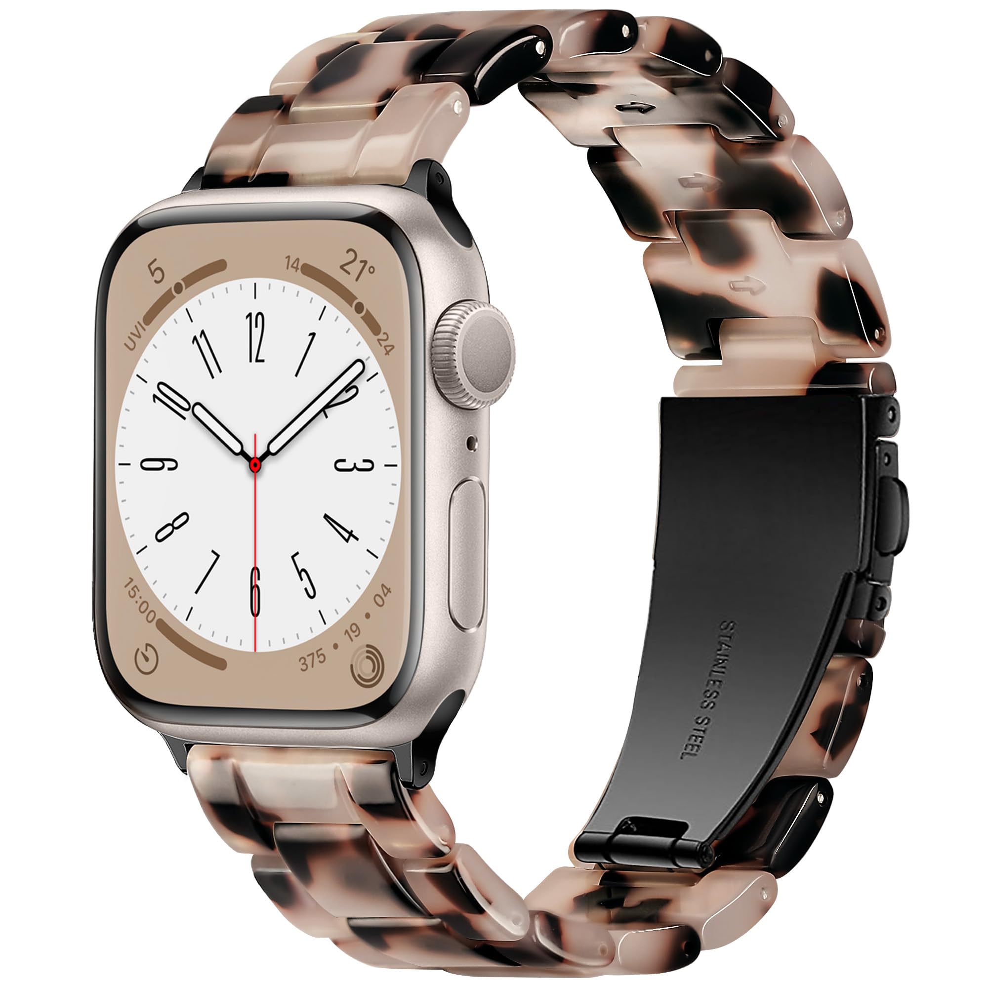 Vamyzji Compatible with Apple Watch Band 41mm 40mm 38mm 42mm 44mm 45mm 46mm 49mm, Light Fashion Resin Tortoise iwatch Band Women for Apple Watch