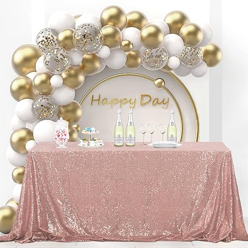 OQSQ - Mantel de lentejuelas color oro rosa de 50 x 80 pulgadas, mantel con purpurina, superposiciones de secuencia brillante para el día de Acción